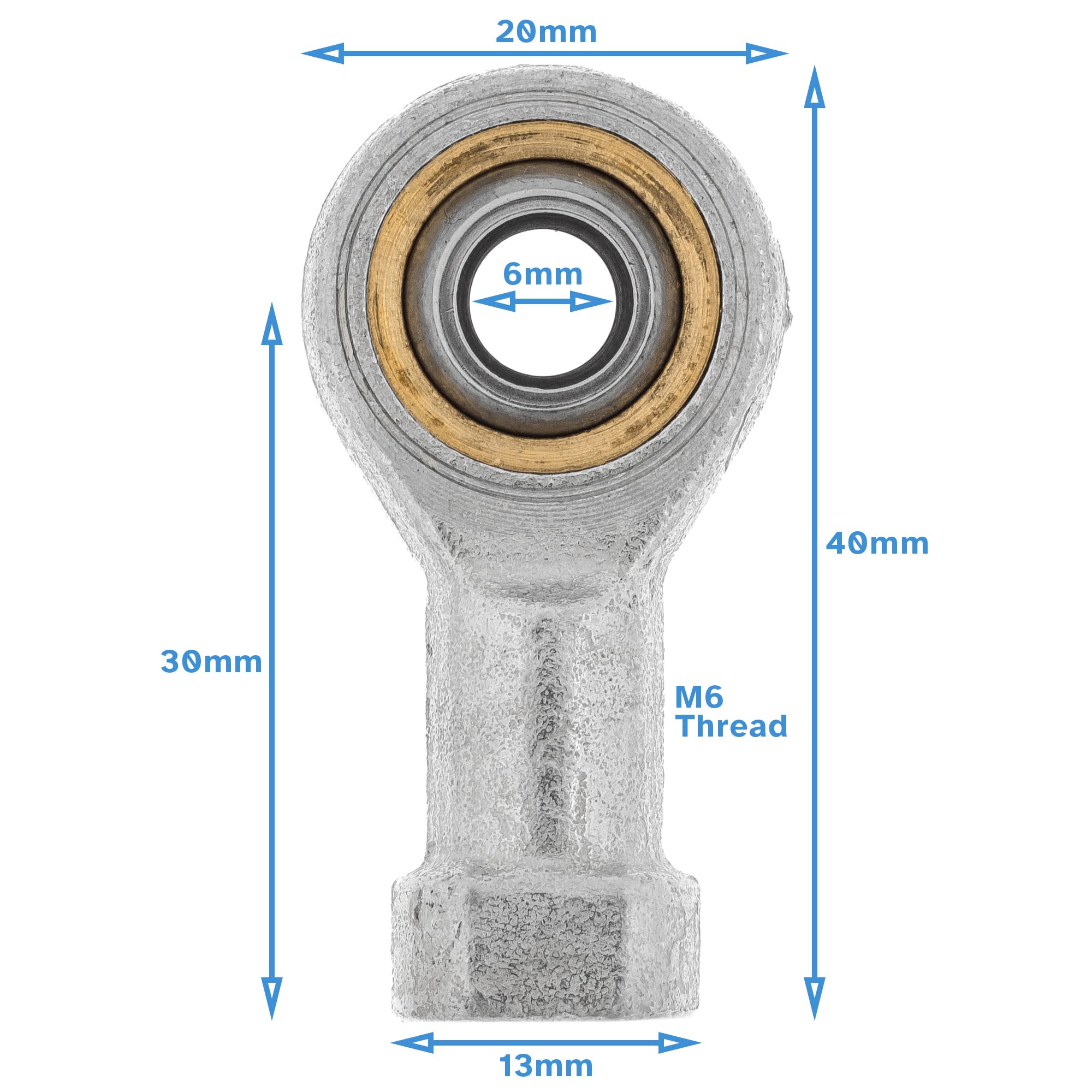 HALLMERS 6mm Bore M6 Female Right Hand Thread Rod End Bearing Metric Rose Joint - Heim Spherical Swivel Threaded Shaft Eye Hardware Steering Control Linkage