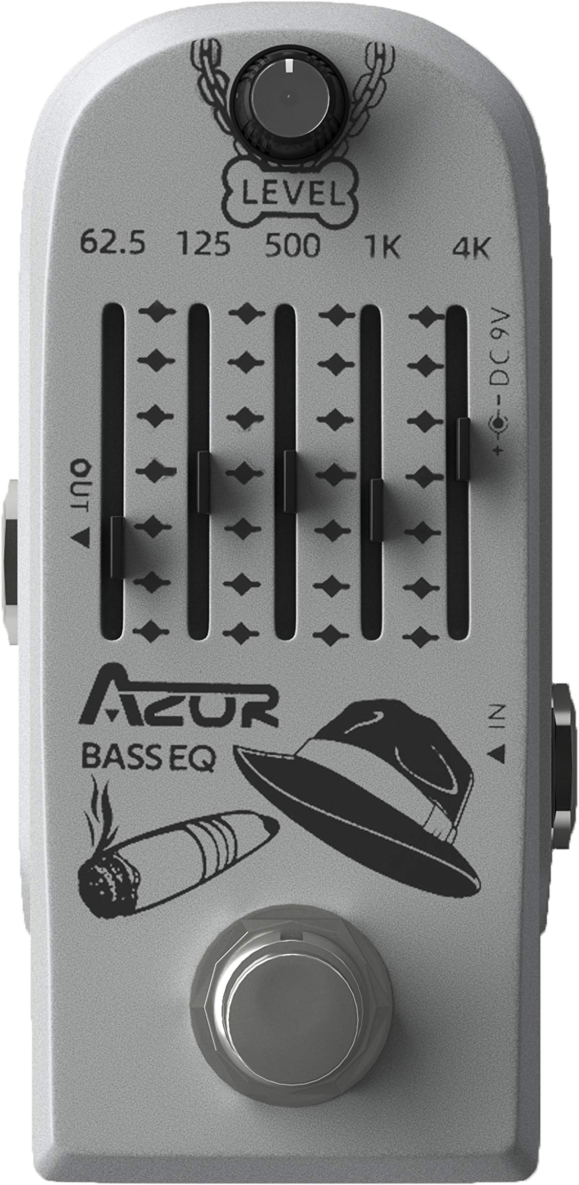 AZOR 5 Band Bass EQ Pedal Equalizer Effects Pedal for Bass True Bypass Aluminium-Alloy