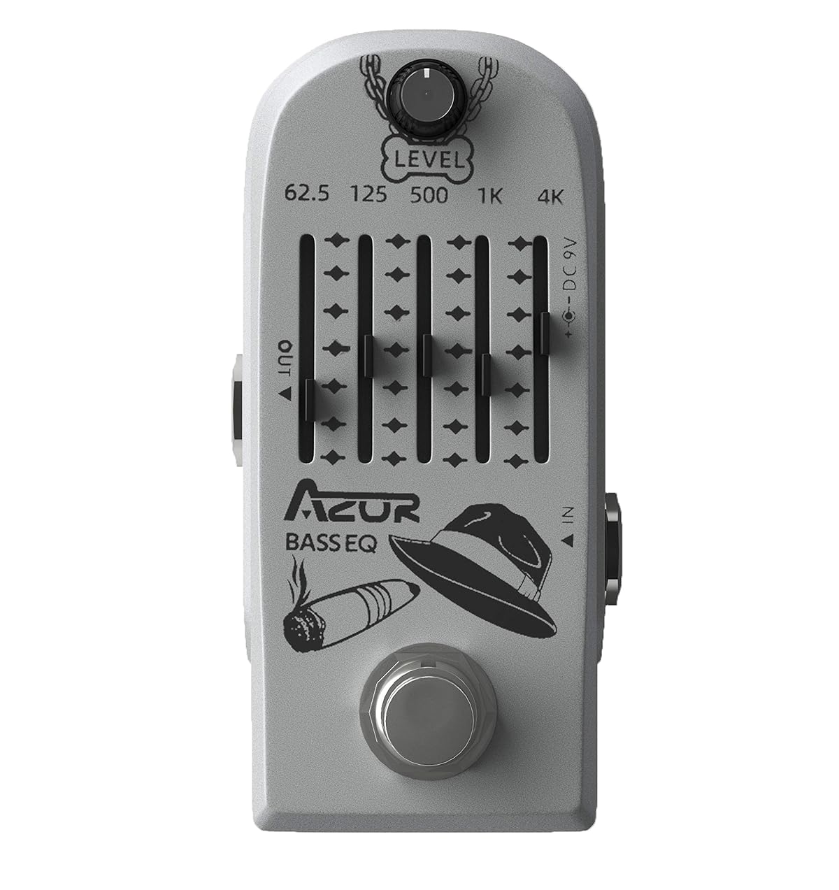 AZOR 5 Band Bass EQ Pedal, Aluminium Alloy True Bypass Equalizer Effect Pedal,