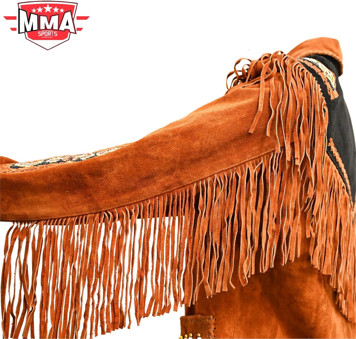 Men's Cowboy Western leather Coat Native American Jacket with Fringes Beades &Bones