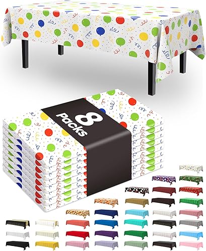 Miniatura 14 de Pureegg Juego de 8 manteles de plástico desechables, 54 x 108 pulgadas, manteles para fiestas, picnic, bodas, manteles decorativos, rectangulares