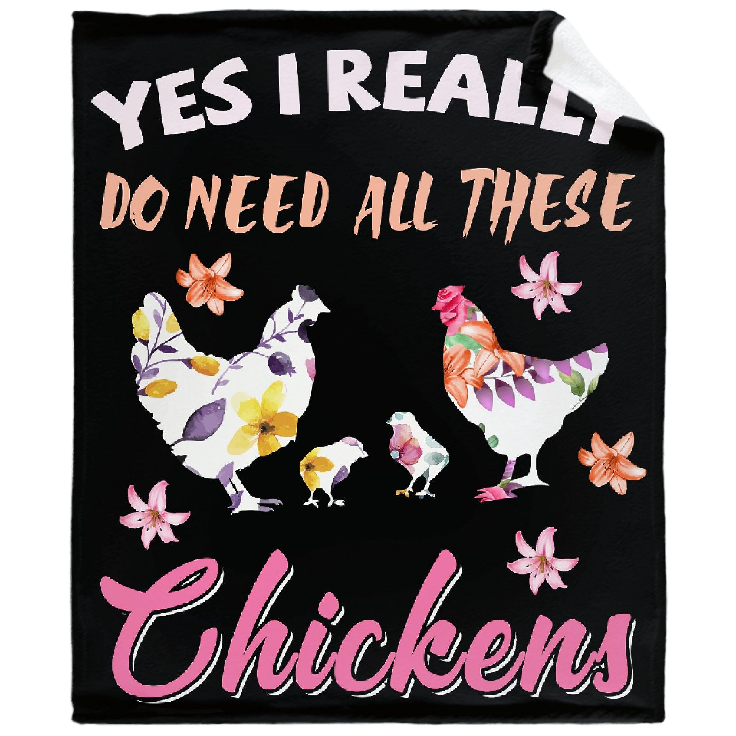Chicken Blanket Funny Gift for Girl Women Comfy Plush Yes I Really Do Need All These Chickens Flannel Throws Sheet Super Soft Quilt Blankets for Couch Bedding Sofa 40"x50" for Kids/Children