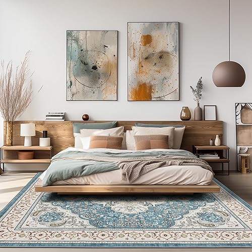 Miniatura 5 de Brevonox Alfombras de área para sala de estar, alfombras de 5 x 7 pies, para dormitorio, alfombra lavable a máquina, alfombra de comedor, alfombra