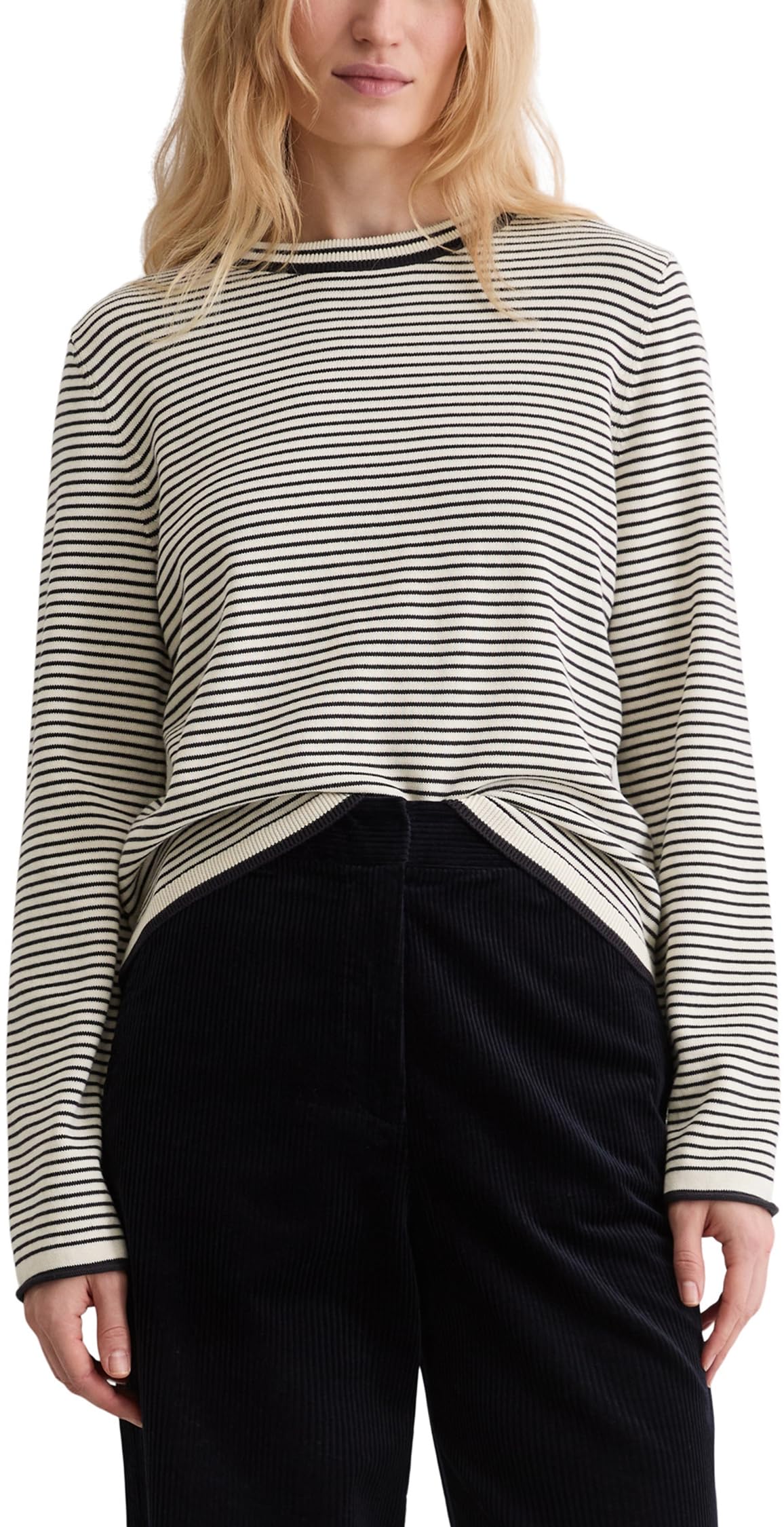 Marc OߴPolo Damen Strickpullover mit Rundhalsausschnitt gestreift