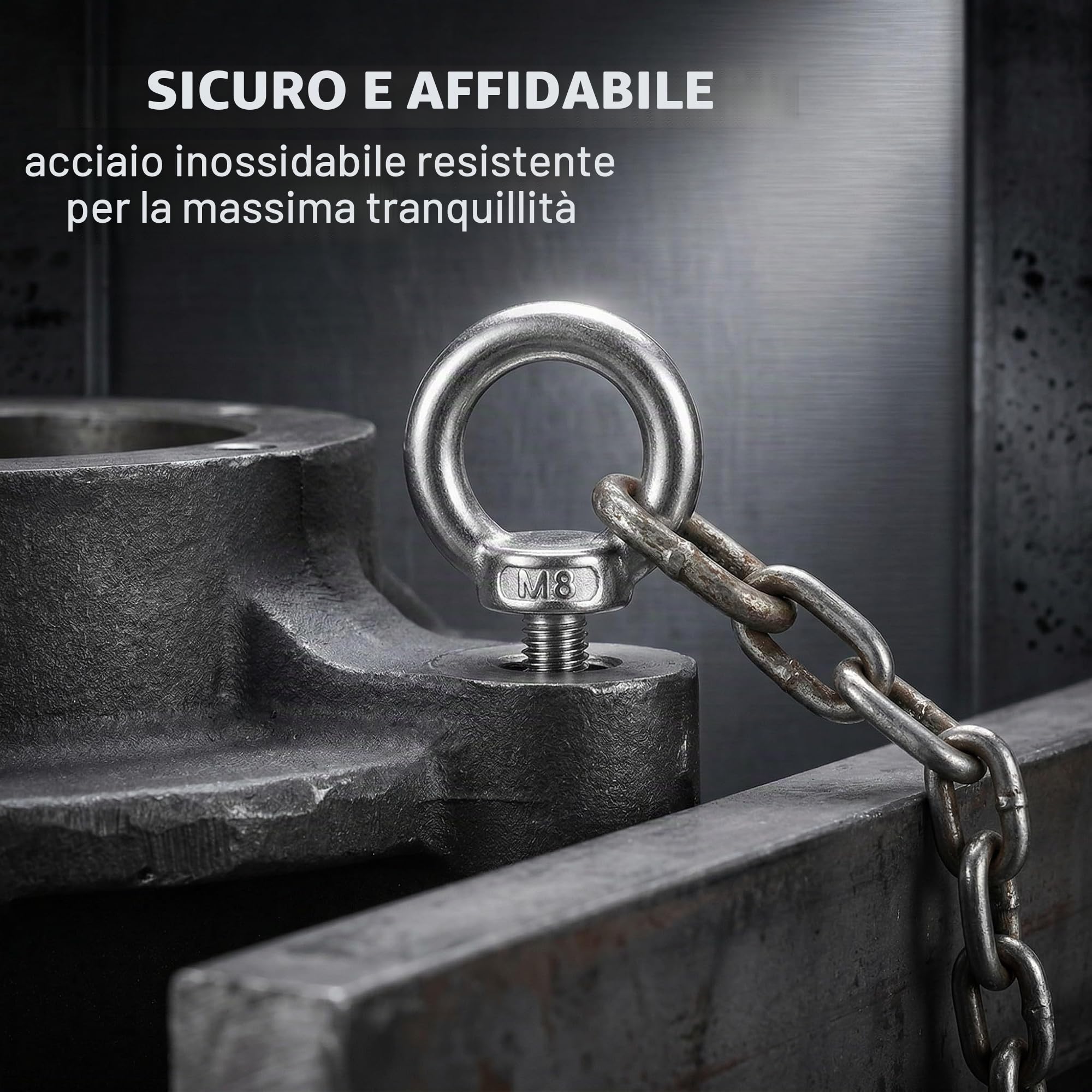 Bulloni Occhiello M8 x 30mm, 4 Pezzi Occhielli a Vite, Acciaio Inox Bullone Occhiellos, M8 Bullone per Sollevamento Filettato Maschio, per Rullo di Fissaggio e Sospensione