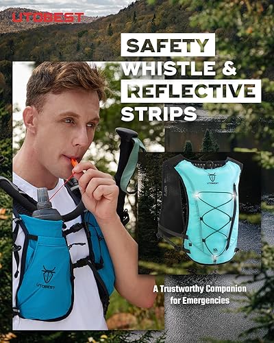 Miniatura 7 de Chaleco de hidratación mejorado para correr, 10 L, mochila para correr para mujeres y hombres, almacenamiento multifuncional, chaleco de agua