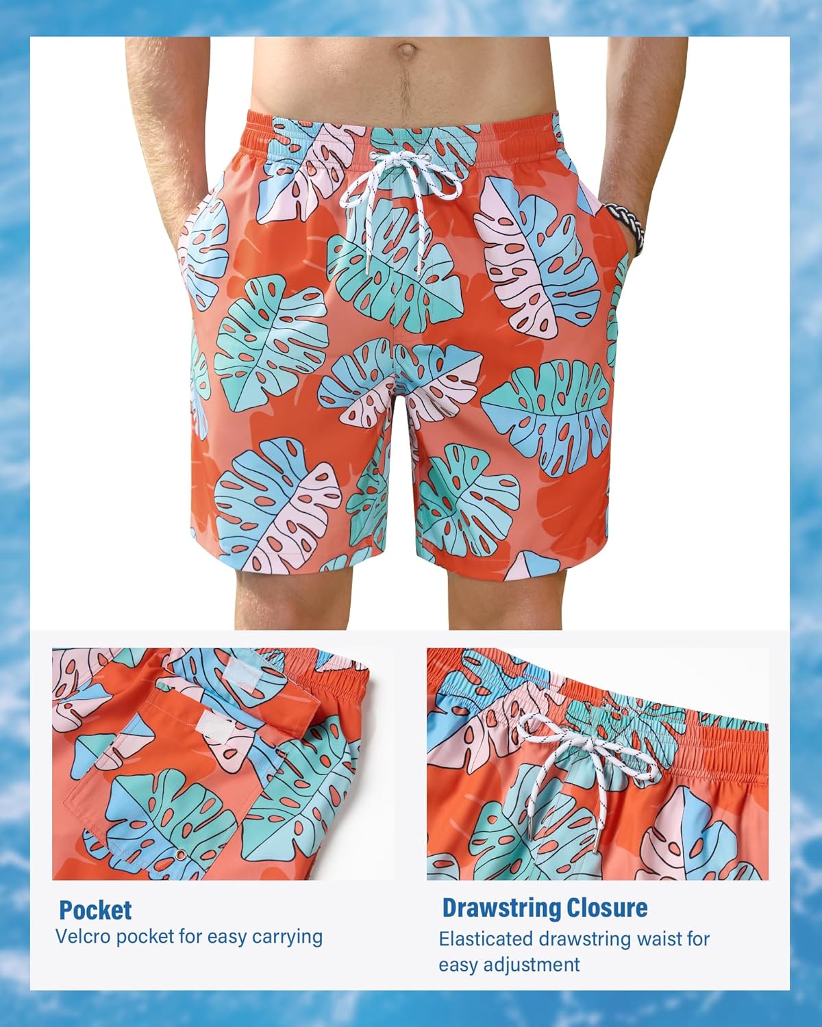 7inch Mens Swim Trunks: with Mesh Liner Pockets Drawstring Quick Dry Stretch Lined Funny Beach Swimming Pool Surf - Image 3