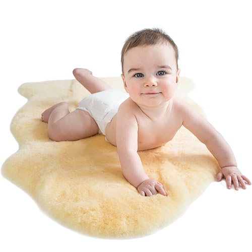 Woolino Sheepskin Fluffy Rug, Merino Lambskin - Flax