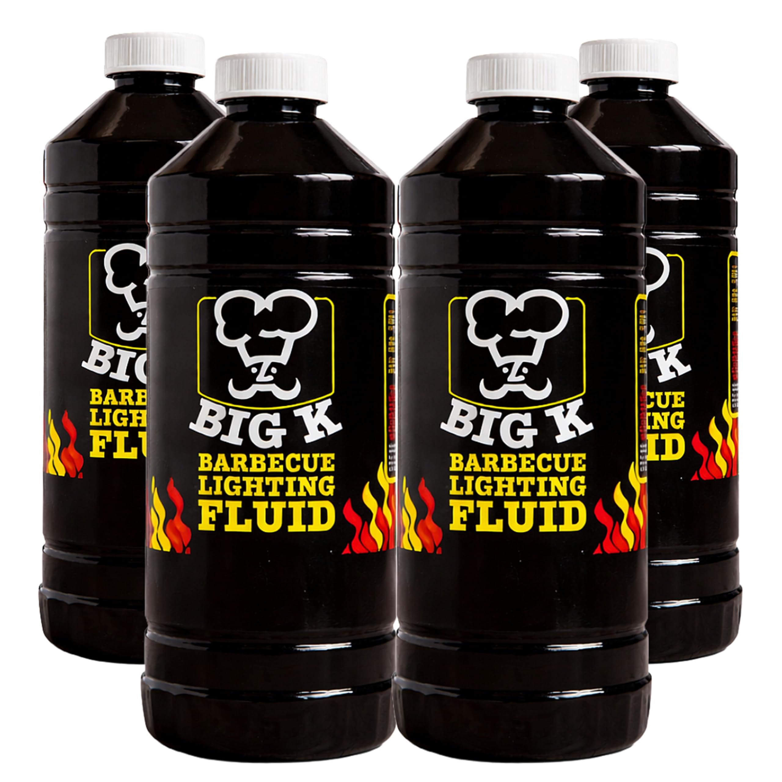 Topline Big K Barbeque Firelighter Odourless Lighting Fluid - Pack of 4 x 1L Fluid for BBQs, Firepits, Indoor Fires & Log Burners - Camping Grill - Bonfire - with Unique Card.