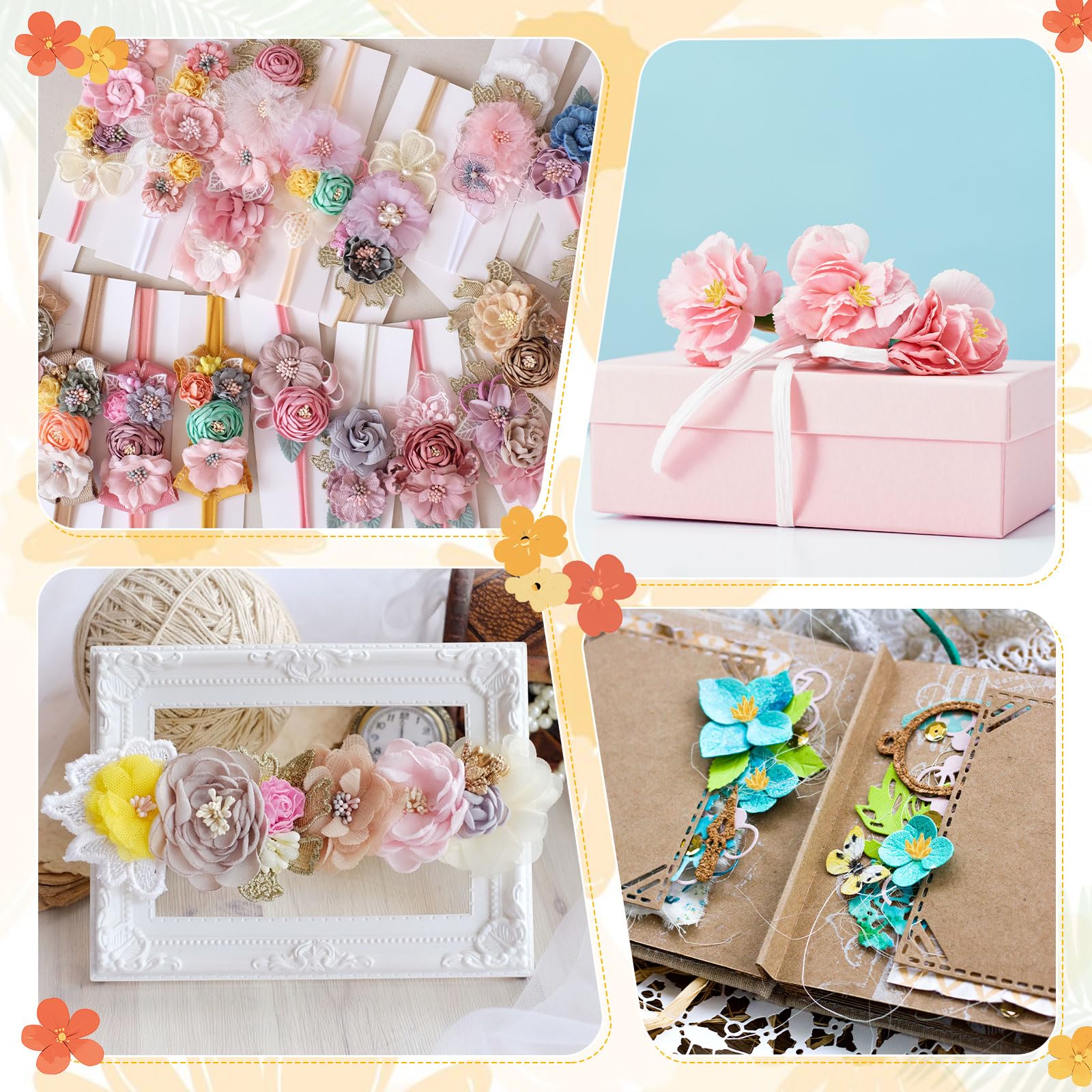 M METERXITY 1440 Stück Blumen-Staubblätter zum Basteln, 2 mm, Doppelköpfe, künstliche Blütenstempel, Mini-Blumenstempel, Staubblätter für Heimwerker/Hochzeit/Scrapbook-Dekoration [Weiß]