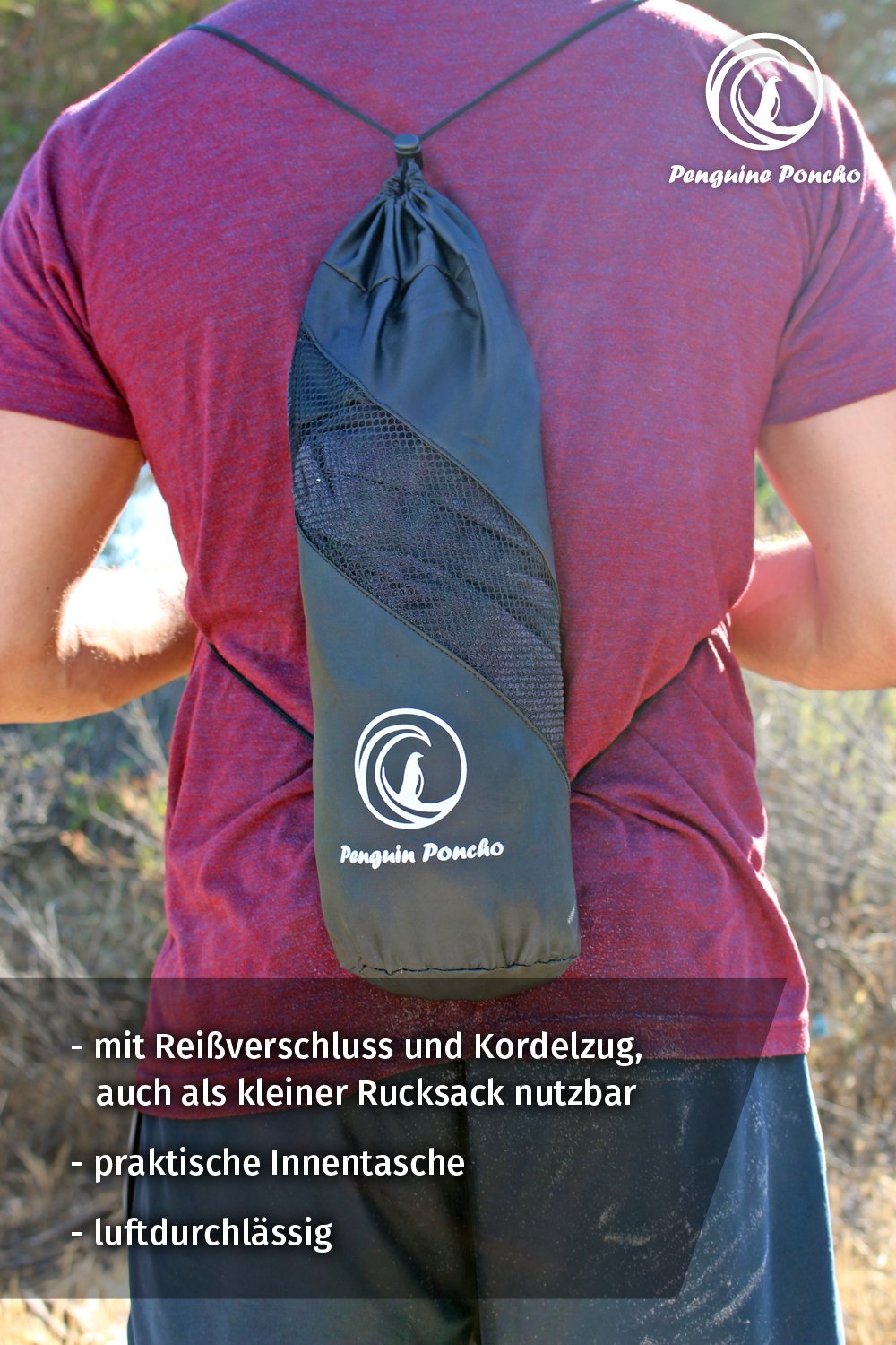 Poncho surfero con capucha, riñonera y bolsa de transporte; sirve como toalla, ayuda para cambiar de ropa y albornoz; talla única para hombre y mujer