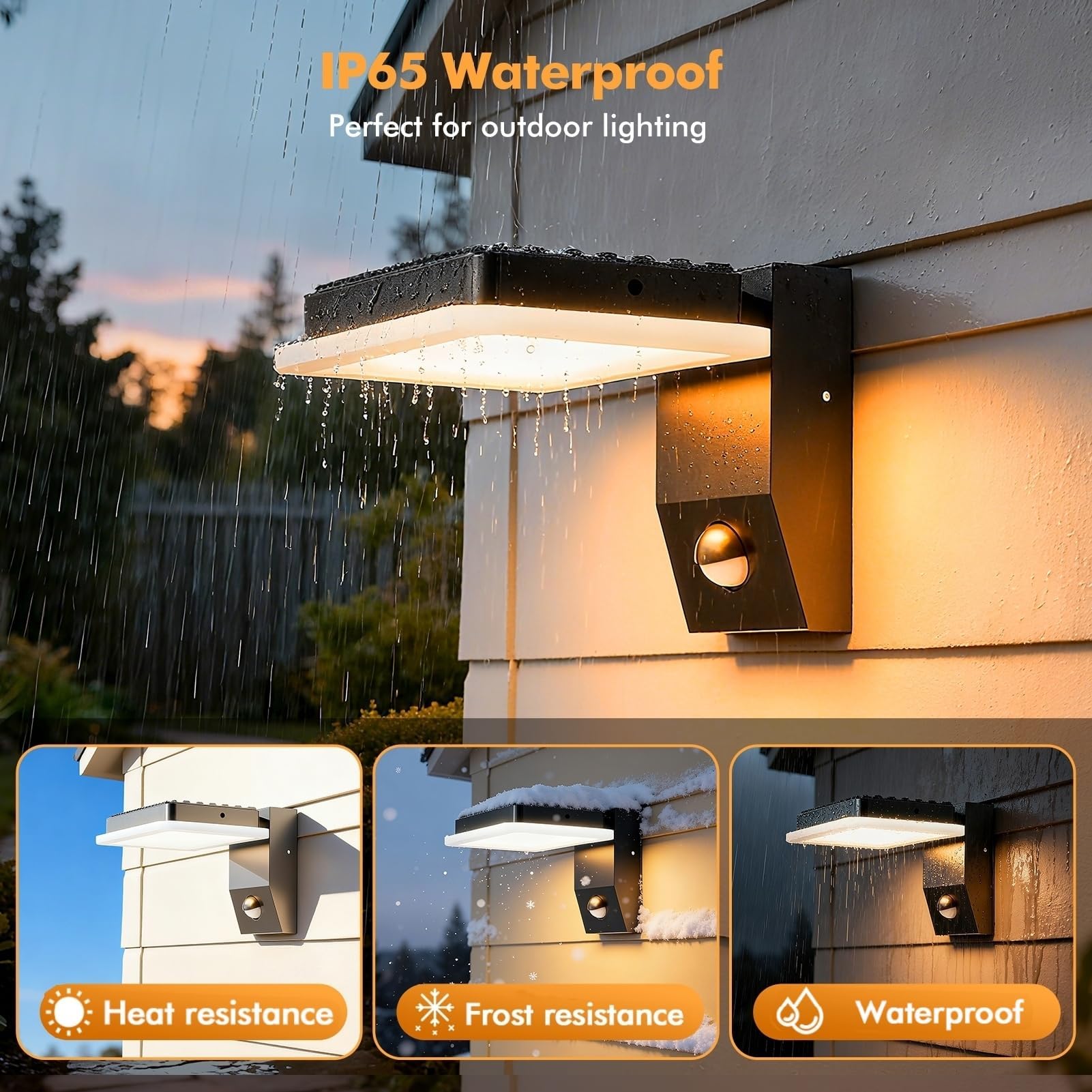 papasbox 2 Stück 32W Außenwandleuchte mit Bewegungsmelder Fernbedienung Aluminium LED Panel | Wandleuchte IP65 Wasserdicht 3000K Warmweiß Wandlampe Aussenleuchte für Innen Aussen Garten Terrasse