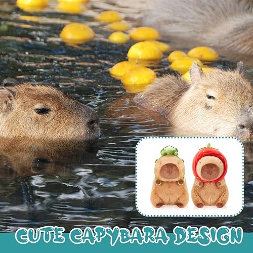 Miniatura 10 de Simgoing 2 piezas de lindos animales de peluche Capybara adorables de 9 pulgadas Capybara de dibujos animados de color marrón suave de Capybara de