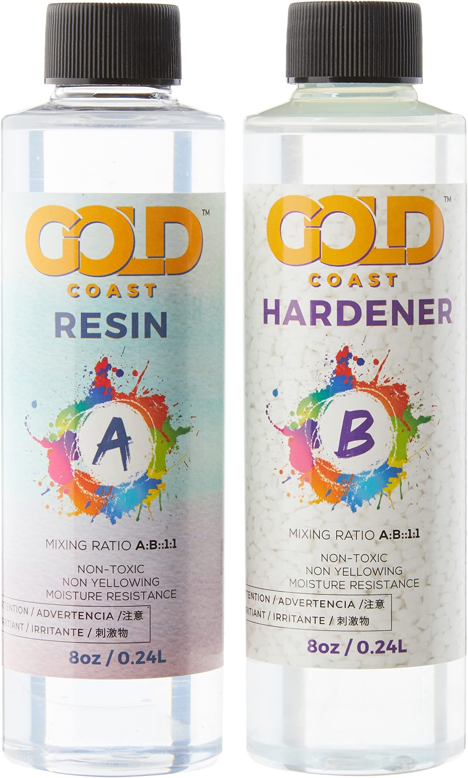GOLD COAST SUPPLYEpoxy Resin 16 oz Kit for Arts, Crafts, Casting Coating and Jewelry Making Crystal Clear, Self-Leveling, Non-Toxic, No BPA (8 oz resin + 8 oz hardener) (0.47ml)