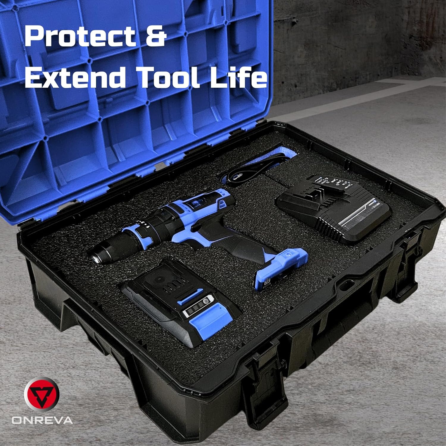 ONREVA Tool Box Foam 22x18x2 inch 3Pack, Foam Inserts for Cases, Polyethylene Storage Sheets for Toolbox Hard Case, Tool Shadow Insert, Kaizen Organizer Sheet, Black with Blue