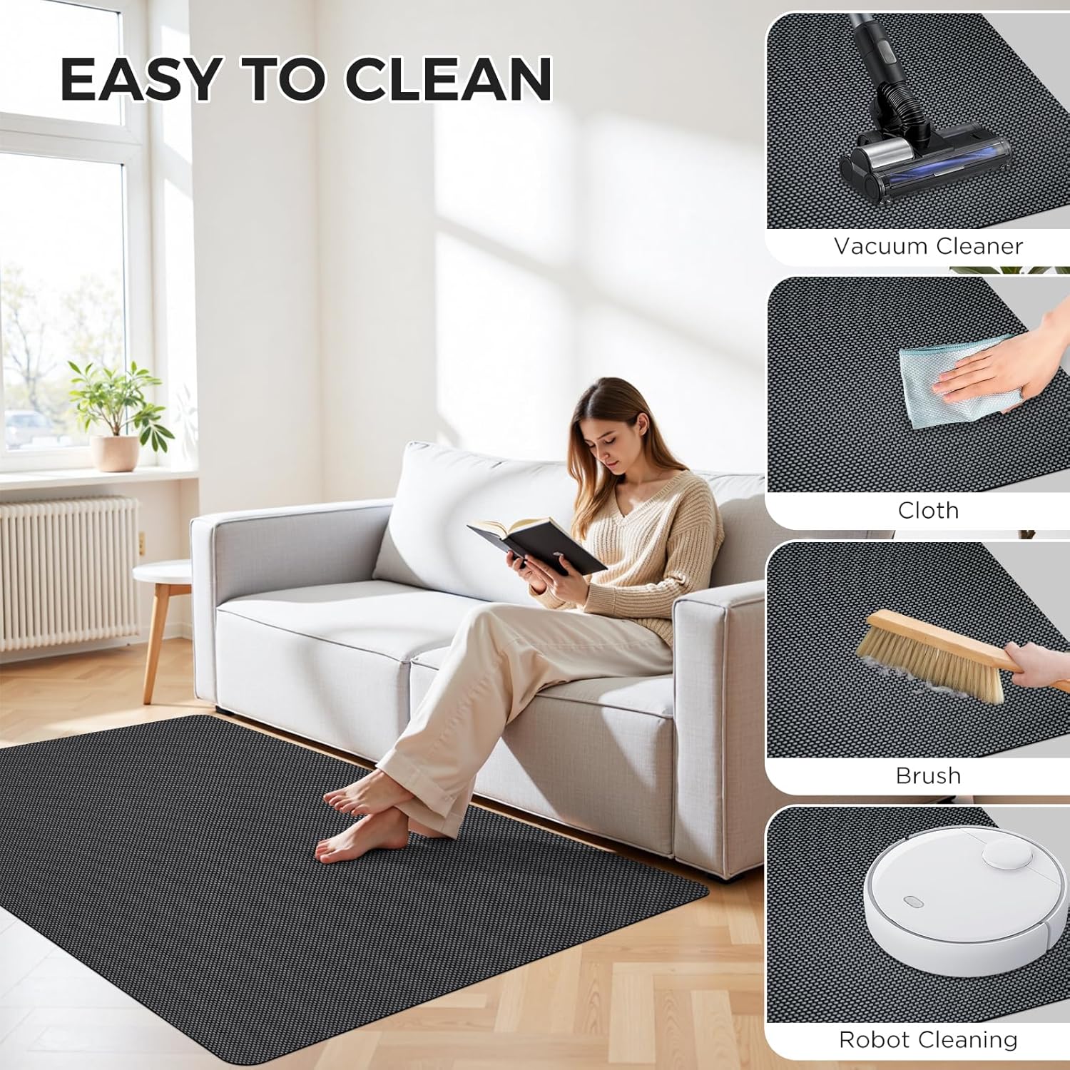 Sycoodeal Chair Mat,36" x 48" Office Chair Mat for Hardwood and Tile Floor, Heavy Duty Floor Protector for Rolling Chairs,Non-Slip,Computer Mat for Home Office(Grey)