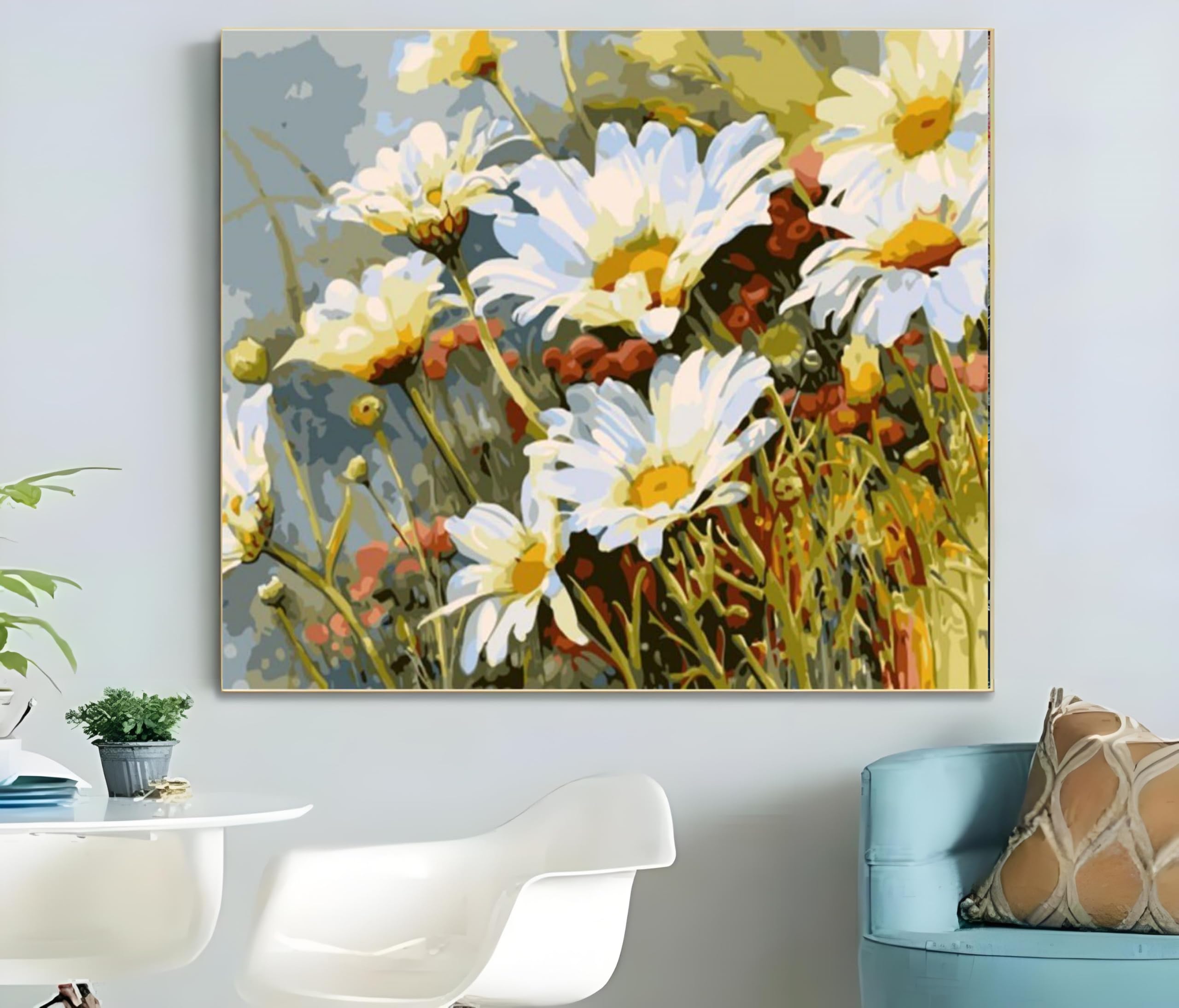 ABEUTY Malen Nach Zahlen „Sonnenblume In Vase“ – 40x50 Cm Leinwand, Mit Farben & Pinseln, DIY Ölgemälde