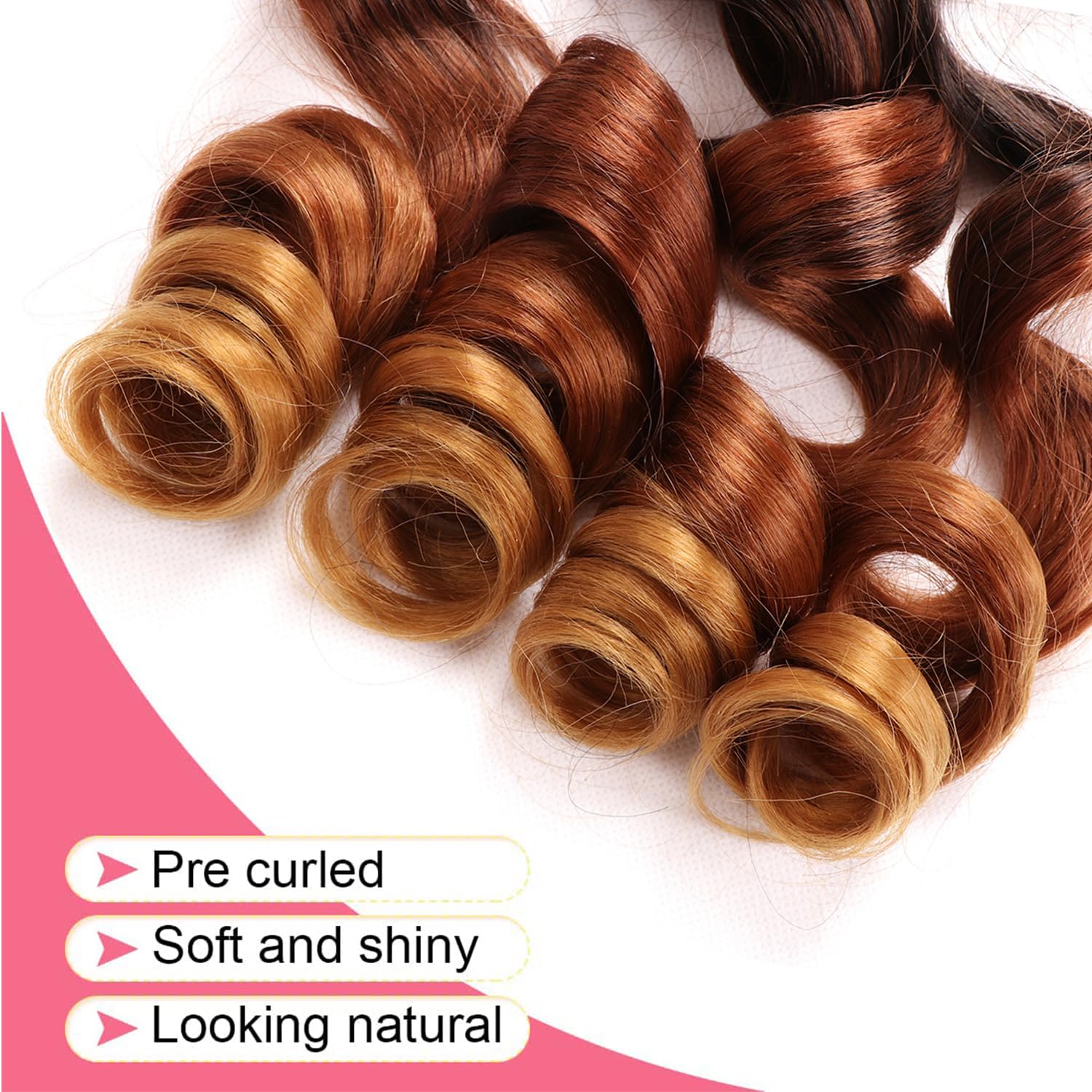 6 Packs French Curl Braiding Hair Extension Crochet Braids Hair Extensions (#1B/30/27, 16Inch (Pack of 6)) - Image 4
