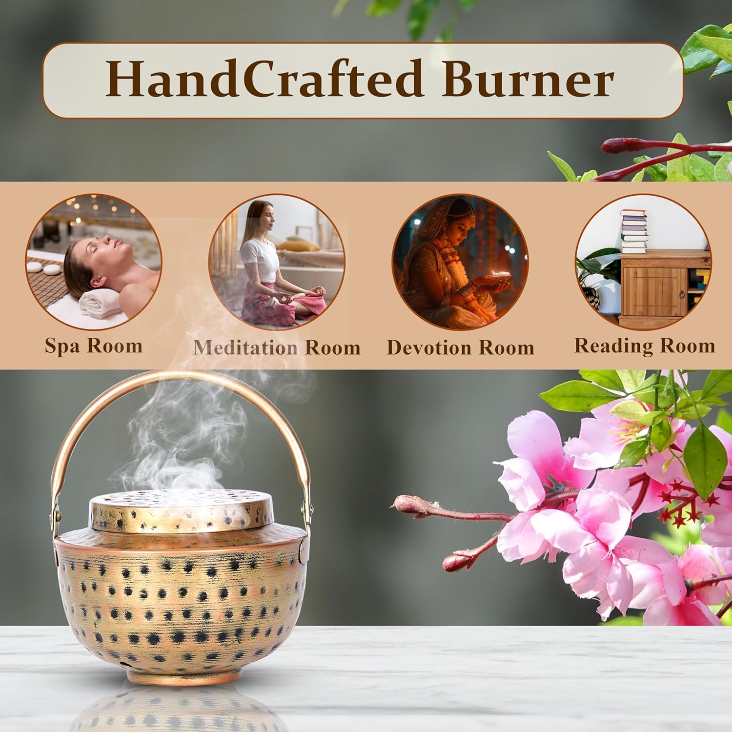 Hand Hammered Charcoal Resin Cone Incense Burner for Bohemian Boho Décor, Meditation Spiritual Yoga Décor, Vintage Antique Décor, New House Warming Gifts for Mom’s, Women, Men!