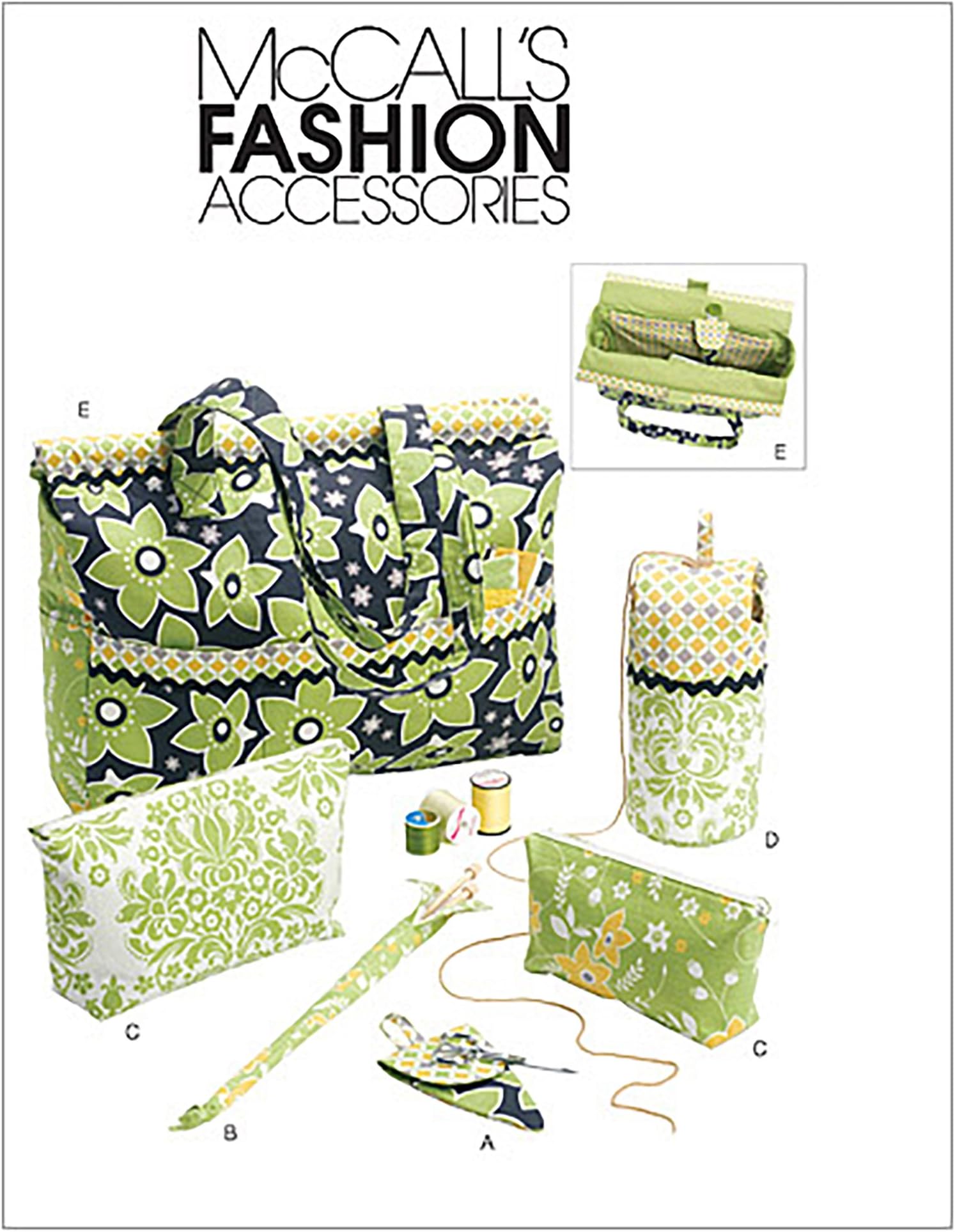 McCall's Patterns M6256 Project Tote, Organizer/Knitting Needle/Scissor Cases and Yarn Holder, One Size Only