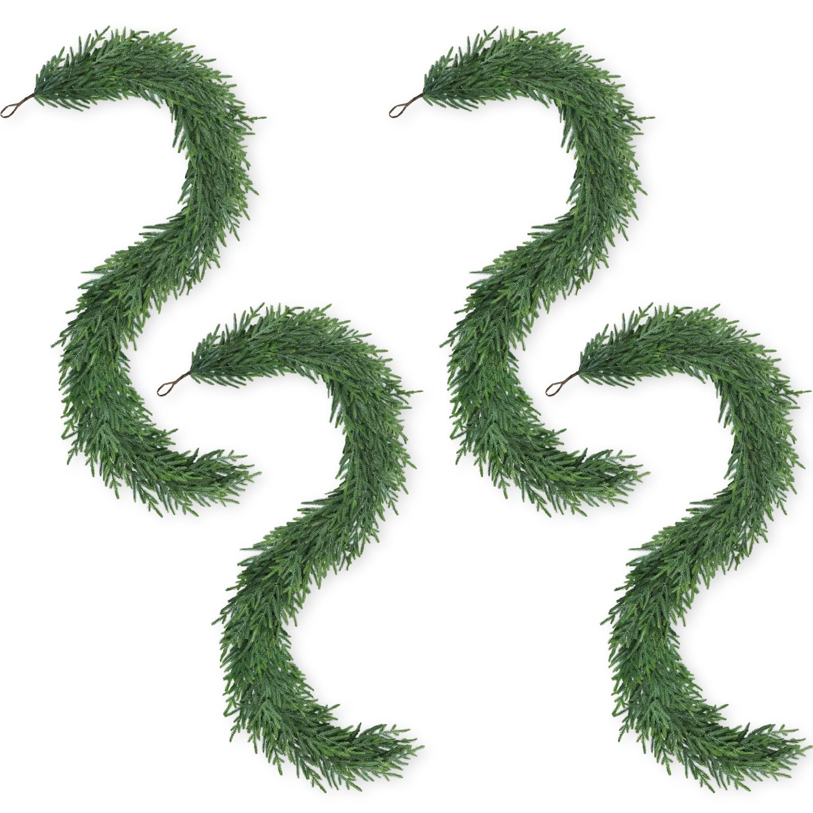 Artgar 24Ft (4 * 6ft) Christmas Pine Garland, 4 Pcs Real Touch Pine Garland, Artificial Realistic Greenery Garlands for Mantle Table Stair Window Porch Indoor Outdoor Winter Xmas Holiday Decorations