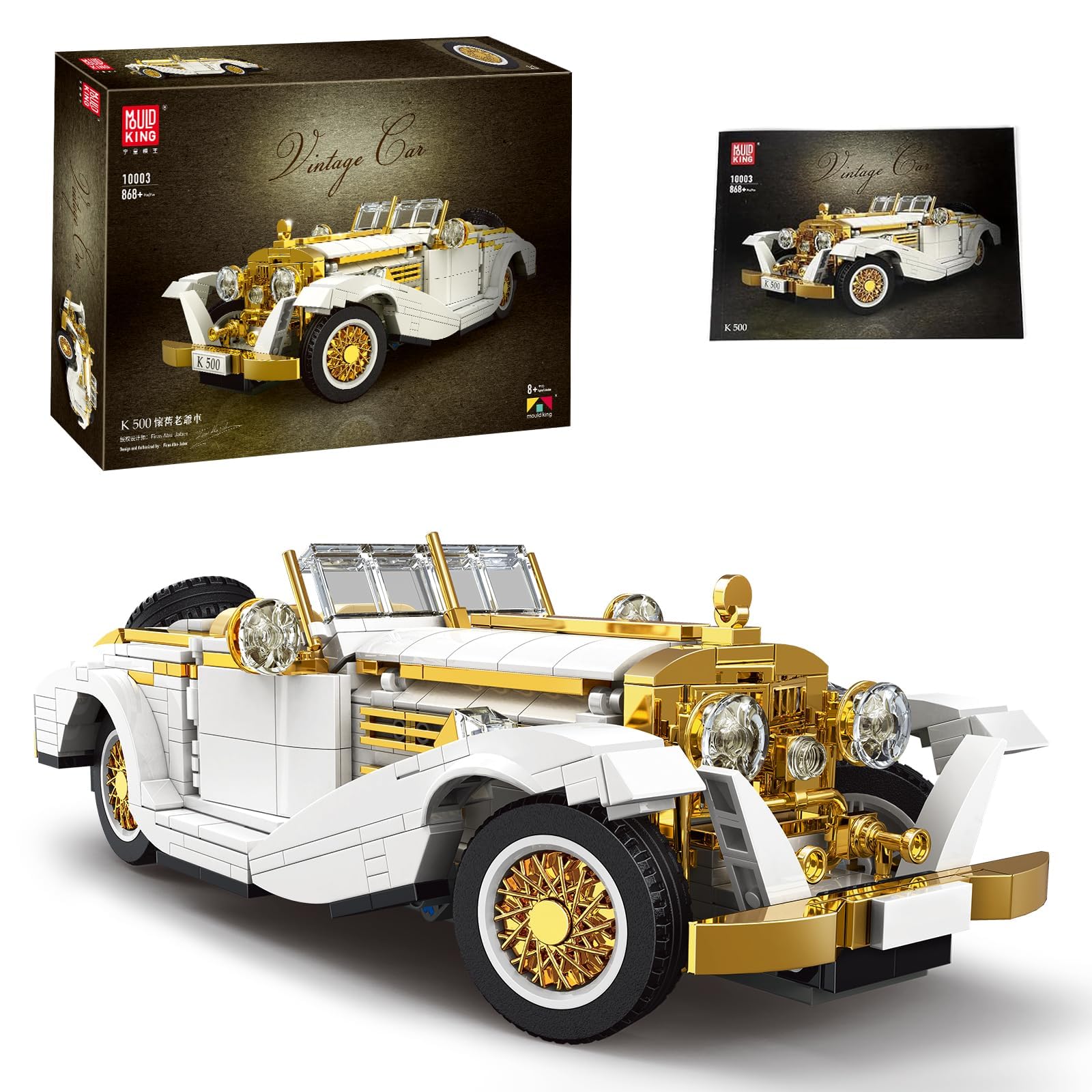 MOULD KING 10003 Technology - Modellino di auto d'epoca, costruisci la tua auto da corsa, 868 pezzi, età 8+