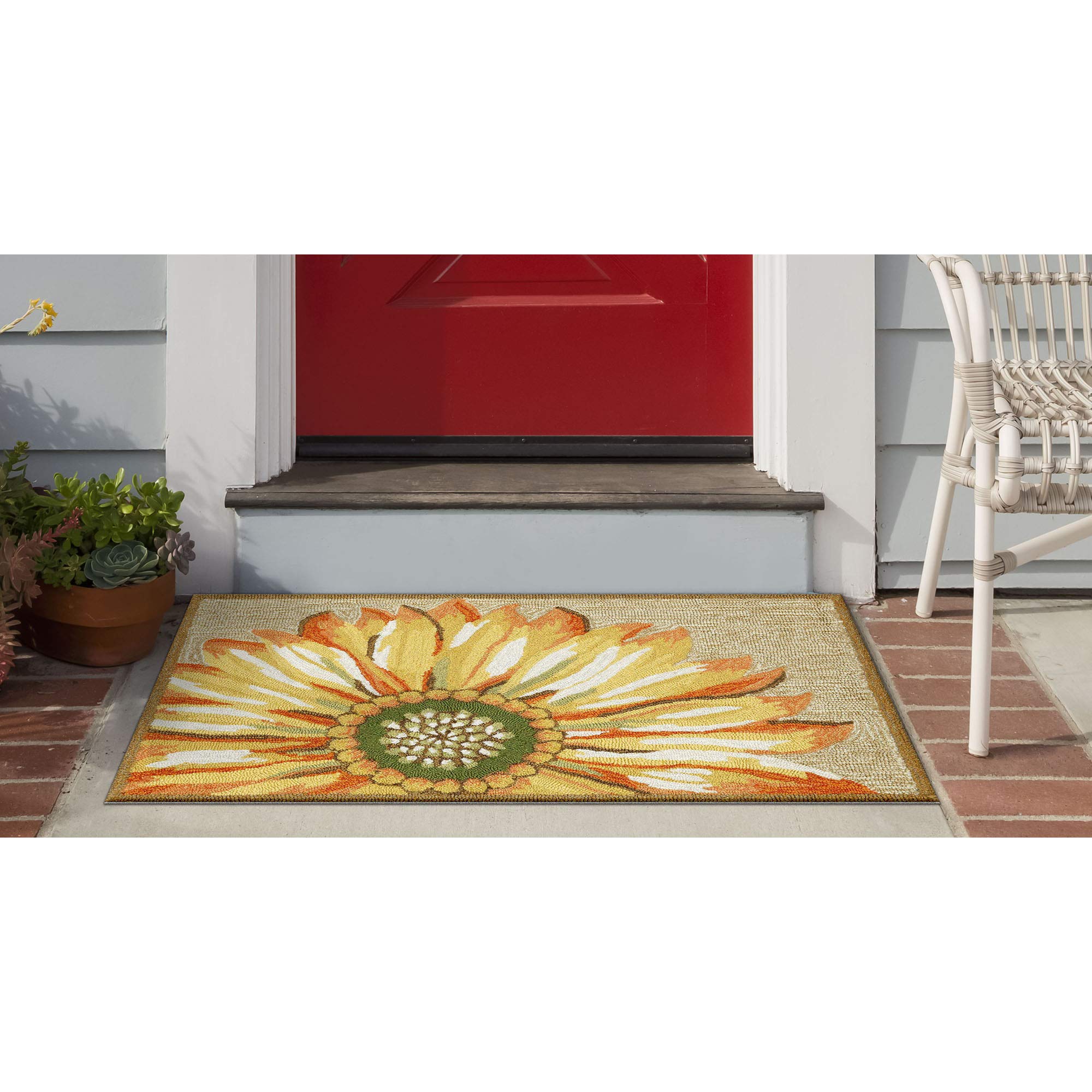 Liora Manne Frontporch Garden Yellow Flowers Sunflower Indoor/Outdoor ...