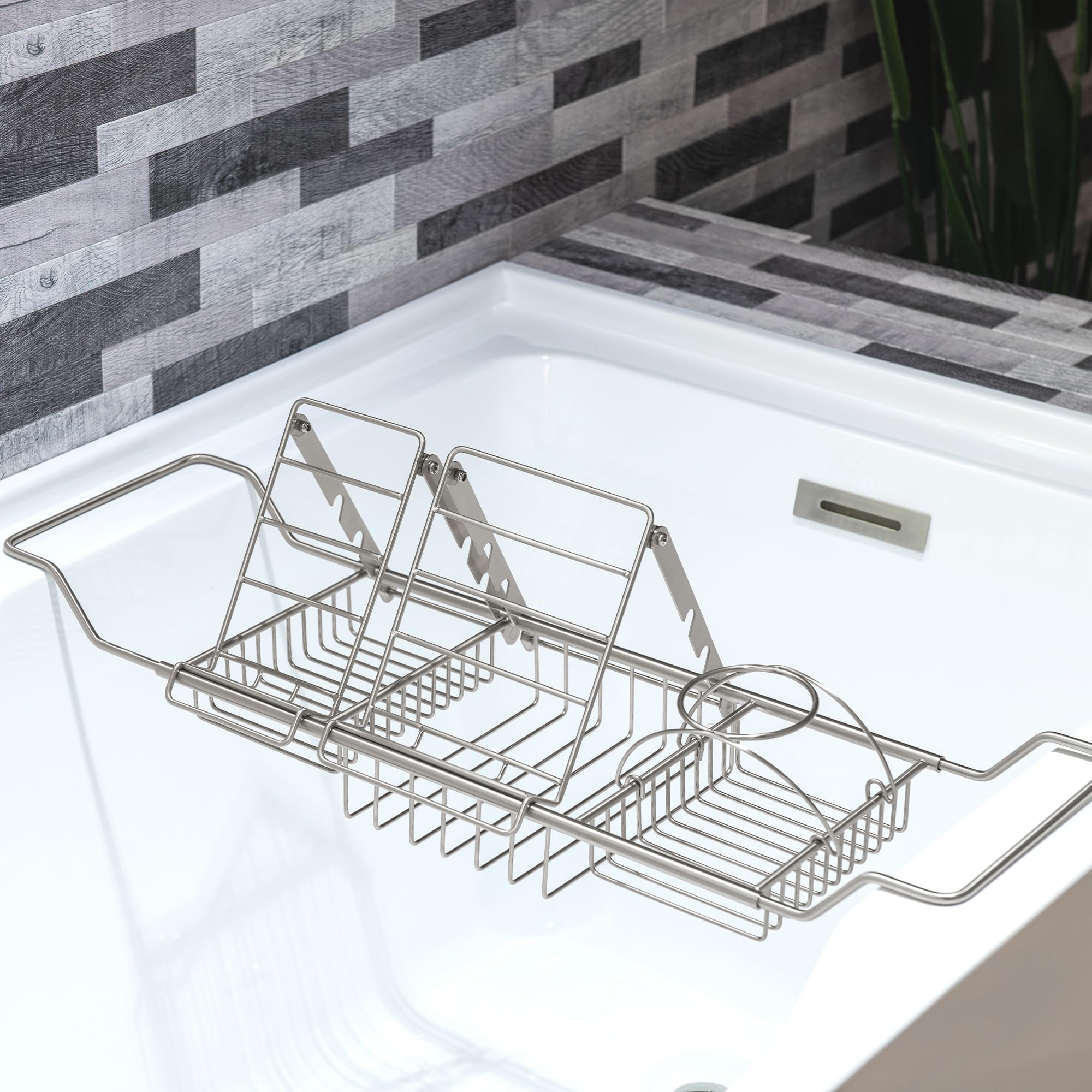 Extendable Bathroom Non-Slip Rack Adjustable Bath Tub Caddy Bathtub Tray With Extending Sides - Foto 7