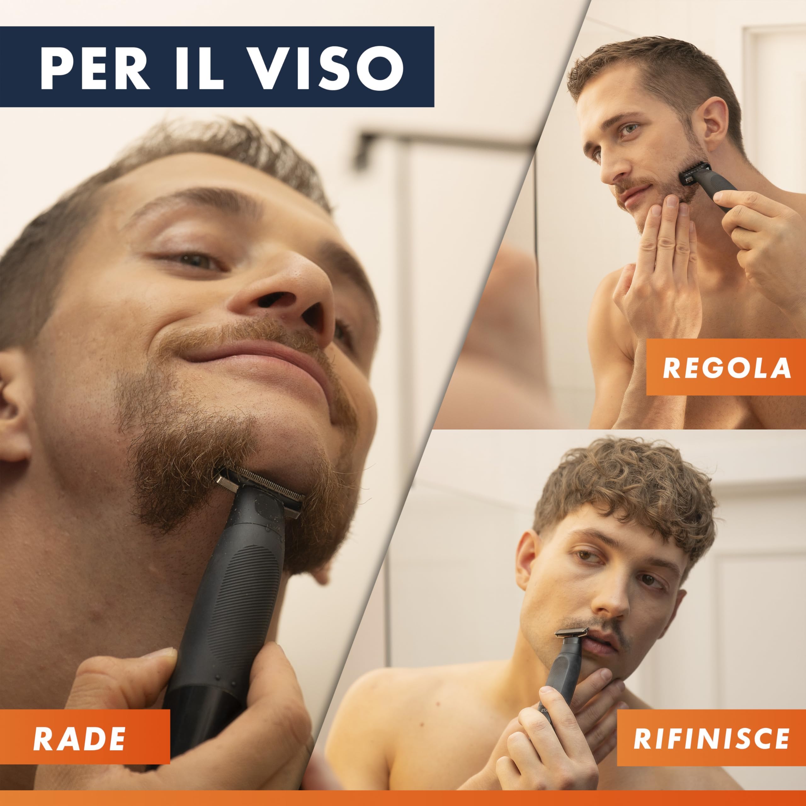 Gillette Fusion One Rasoio Elettrico Uomo Barba e Corpo, 3 Pettini Barba (1,2,5mm) e 1 Pettine Corpo, Testina Oscillante, Lama Ricambio, Impermeabile, Senza Fili, 45 Min Autonomia, Tecnologia Braun | 3 Pettini Barba, 1 Pettine Corpo, Testina Oscillante, L