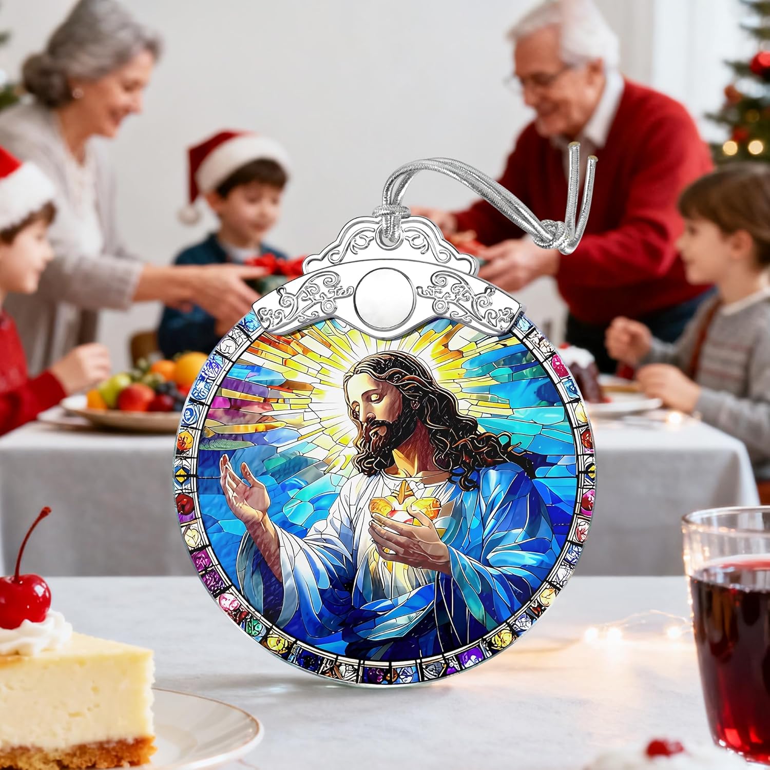 Christian Gifts: Stained Glass Jesus Ornament | Christmas Ornaments (Christmas Tree Ornaments), Religious Holiday Decor, Jesus Christ Decoration, Religious Gifts & Xmas Gift - Image 5