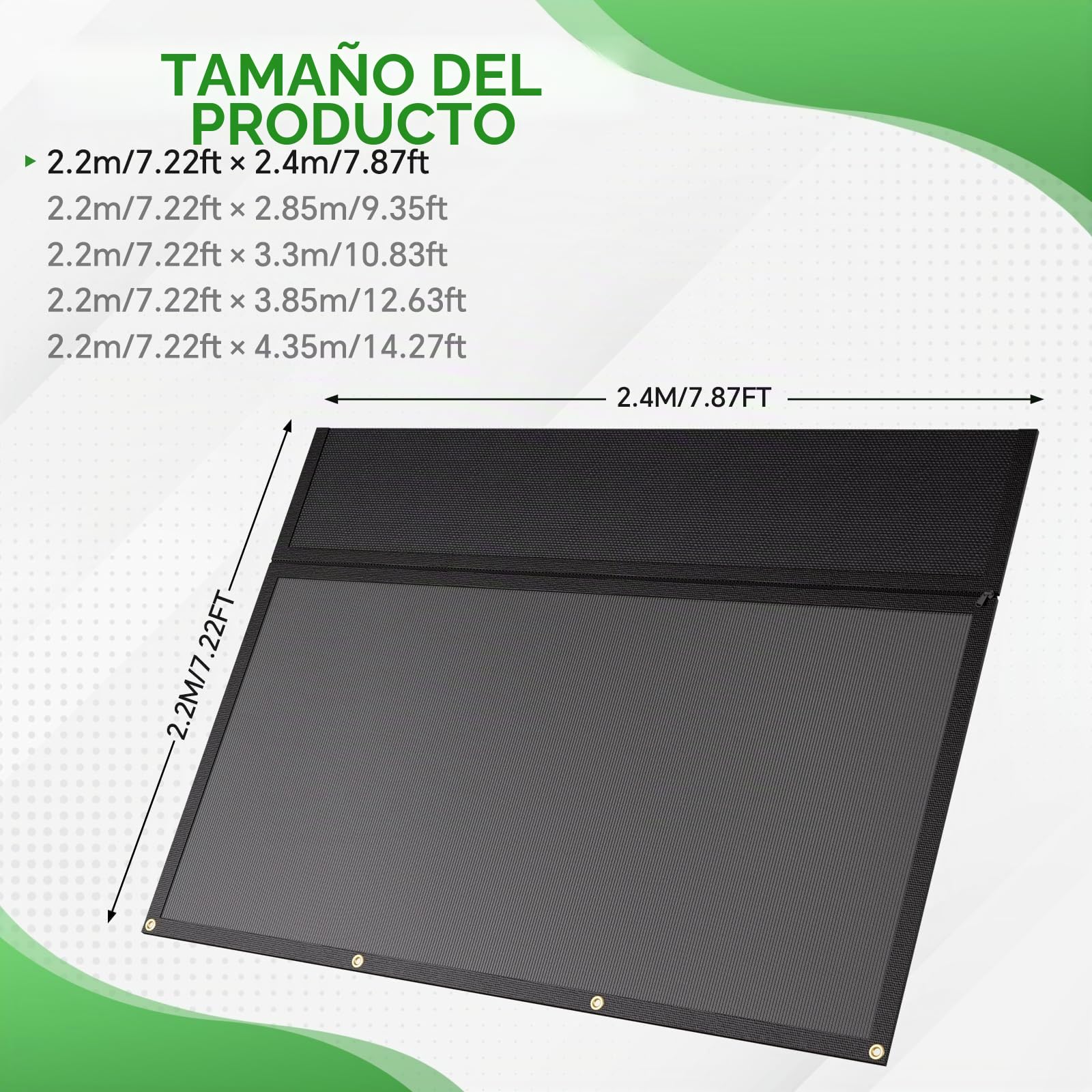 Toldo para Autocaravana, con Cremallera, Ventana panorámica Ajustable (Tela+Red). Protección Visual y Solar, protección Visual Universal con Kits completos, 2,2 m de Alto (2,4 m de Ancho)