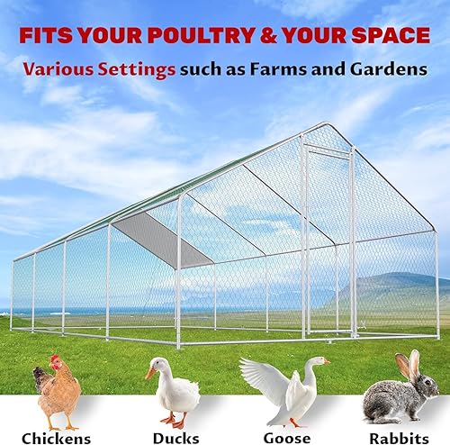 Miniatura 7 de Gallinero grande para 20 pollos de metal con cubierta impermeable para gallinero Walk-in para patio al aire libre jaula de aves de corral