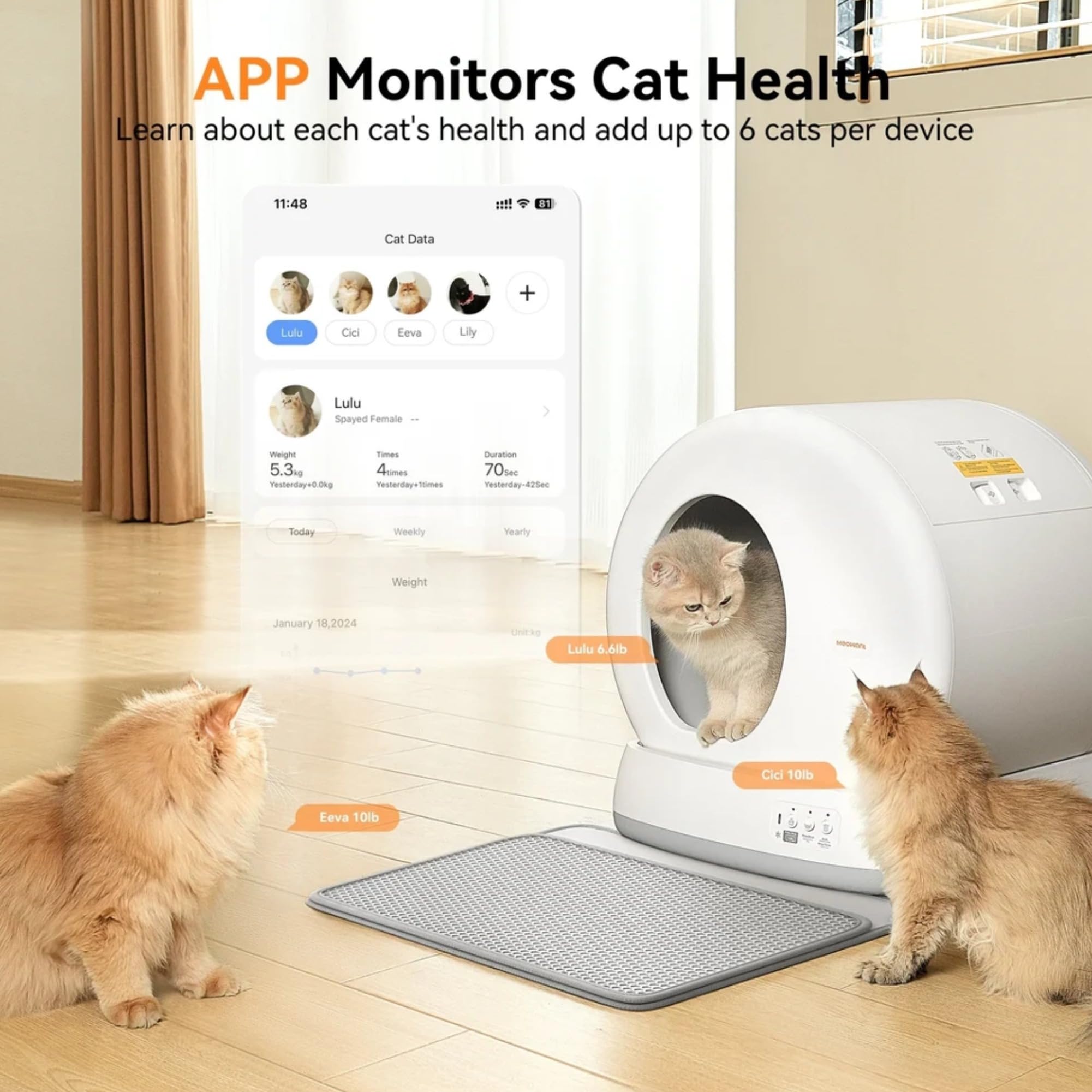 Amazon | MeoWant セルフクリーニング猫用トイレ、大容量自動猫用