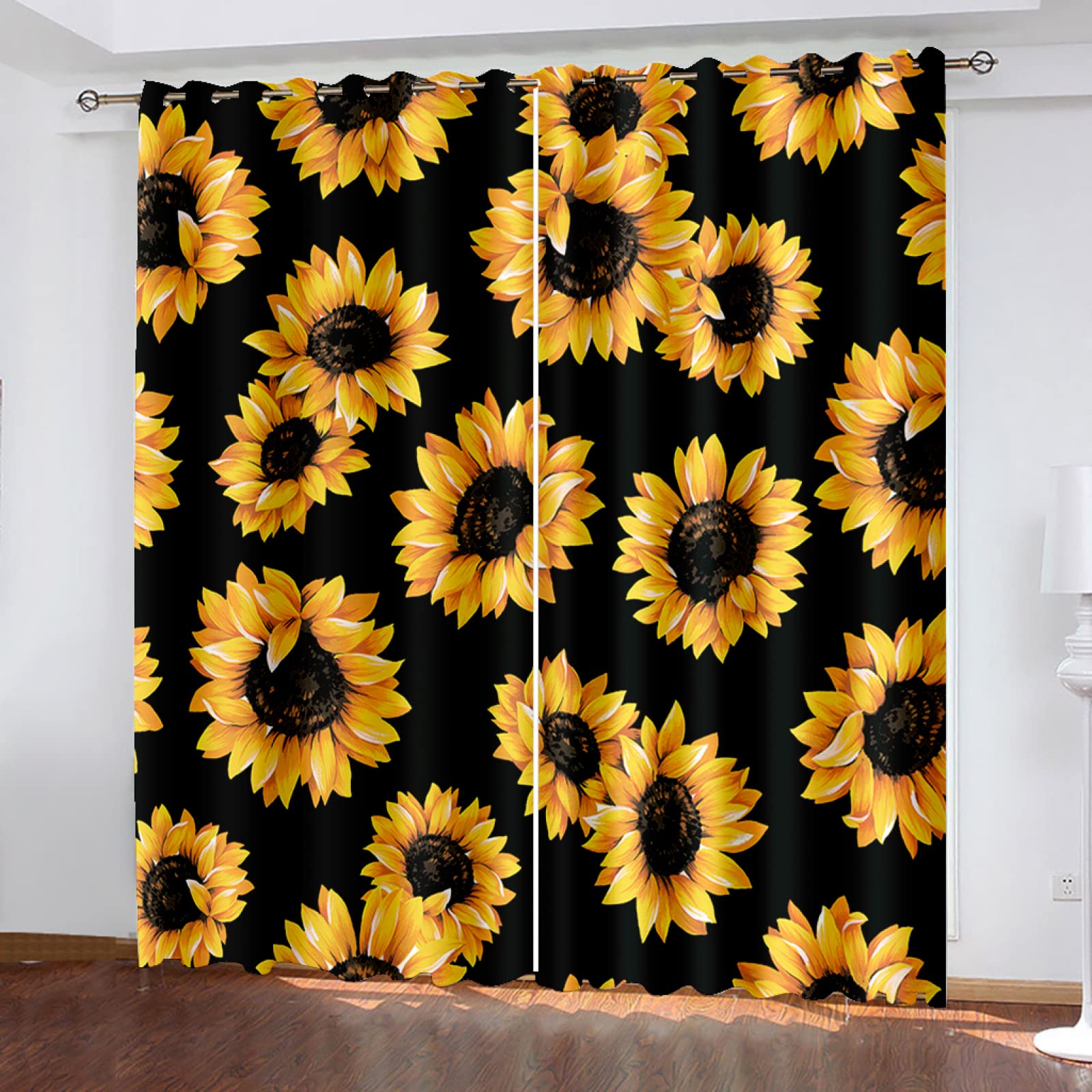 Vorhang Blickdicht Verdunklungsvorhänge Gardienen 2-SetBlume 150x166cm