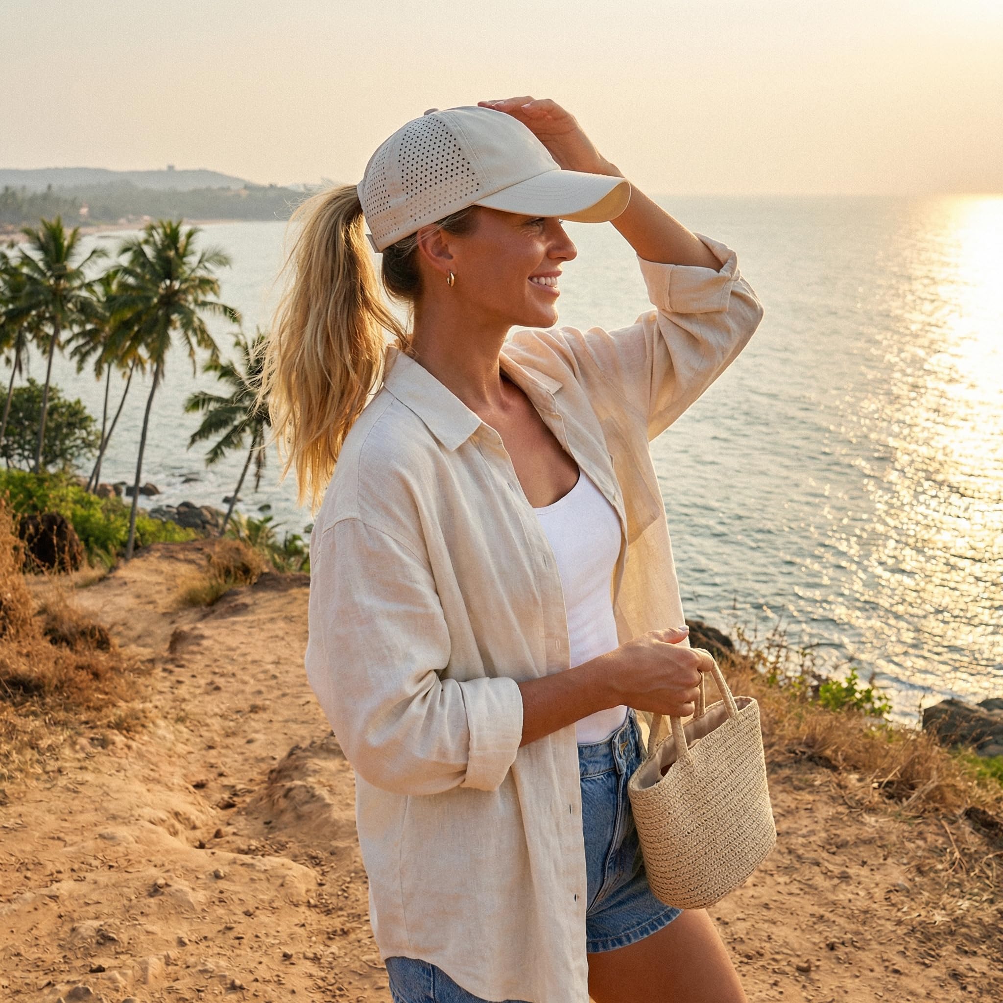 YAMEE Gorra de Béisbol Mujer Verano Malla Transpirable Impermeable Secado Rápido Anti-UV Ajustable Deporte Running Playa