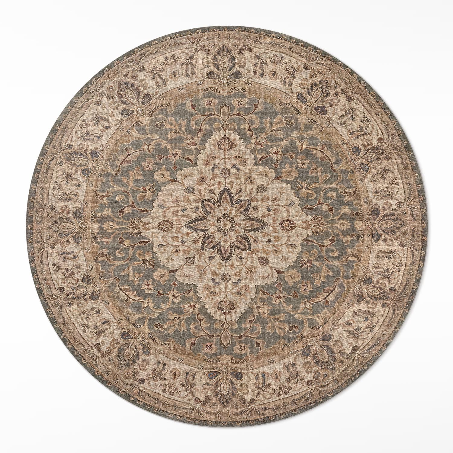 Tapis du sol vinyle ø90 cm rond PVC durable intérieur cuisine salon chambre