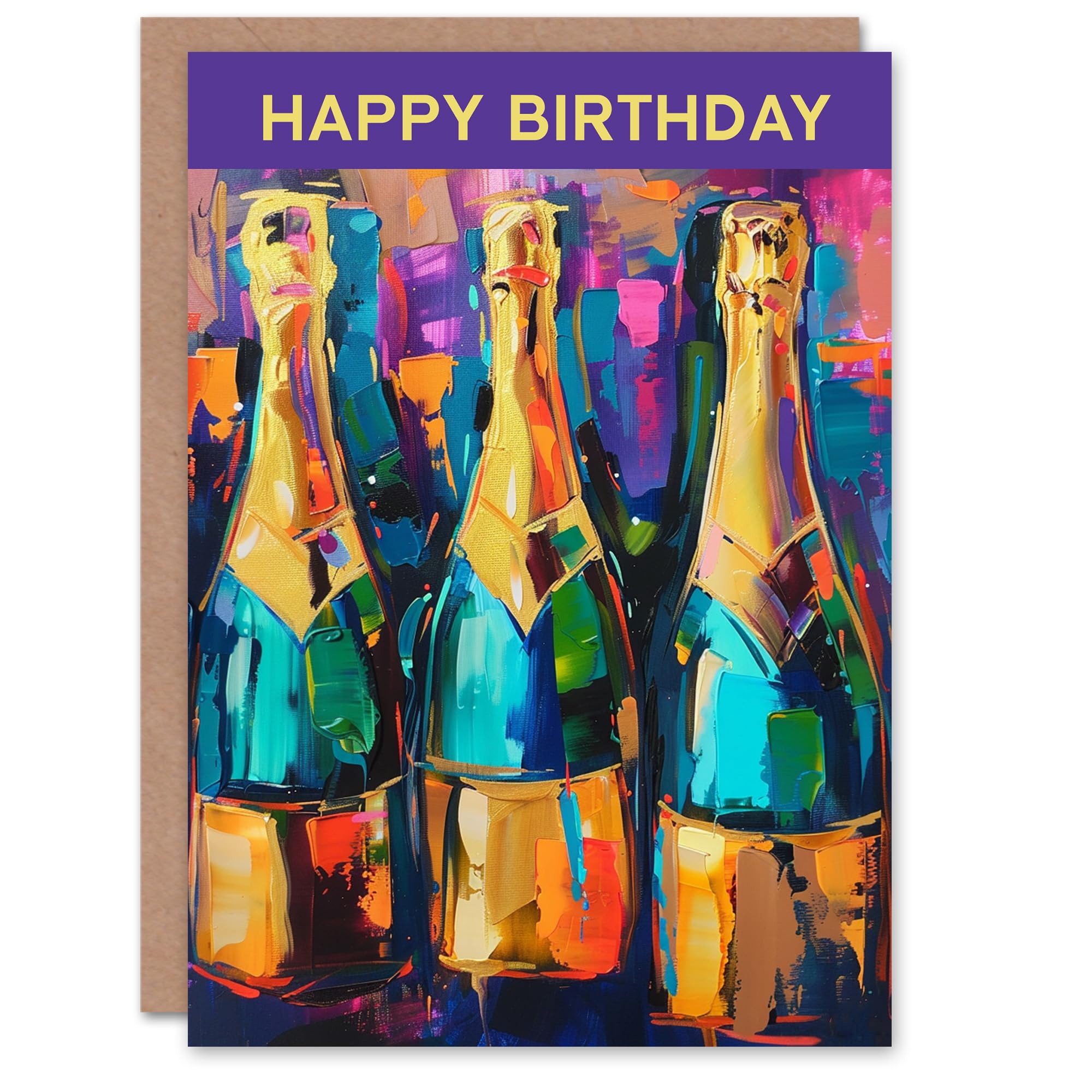 Artery8 Women's Birthday Card - Champagne Bottles Celebration - Greeting Card