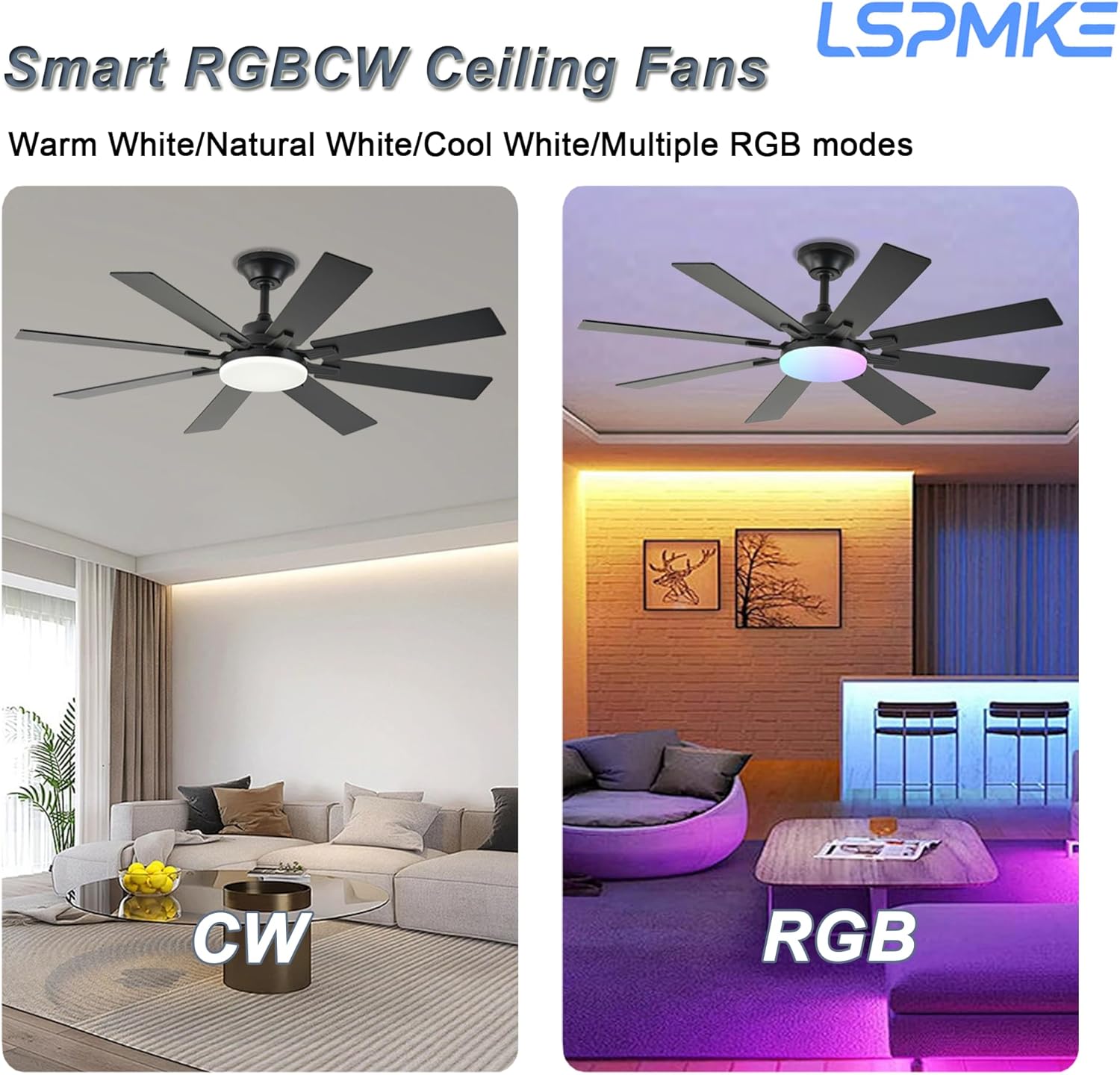 Ceiling Fans with Lights, 52 Inch Ceiling Fan with Light and Remote Control, Reversible DC Motor, 3CCT, Dimmable, Timer, Noiseless, Black Ceiling Fan for Bedroom Living Room, Indoor/Outdoor Use
