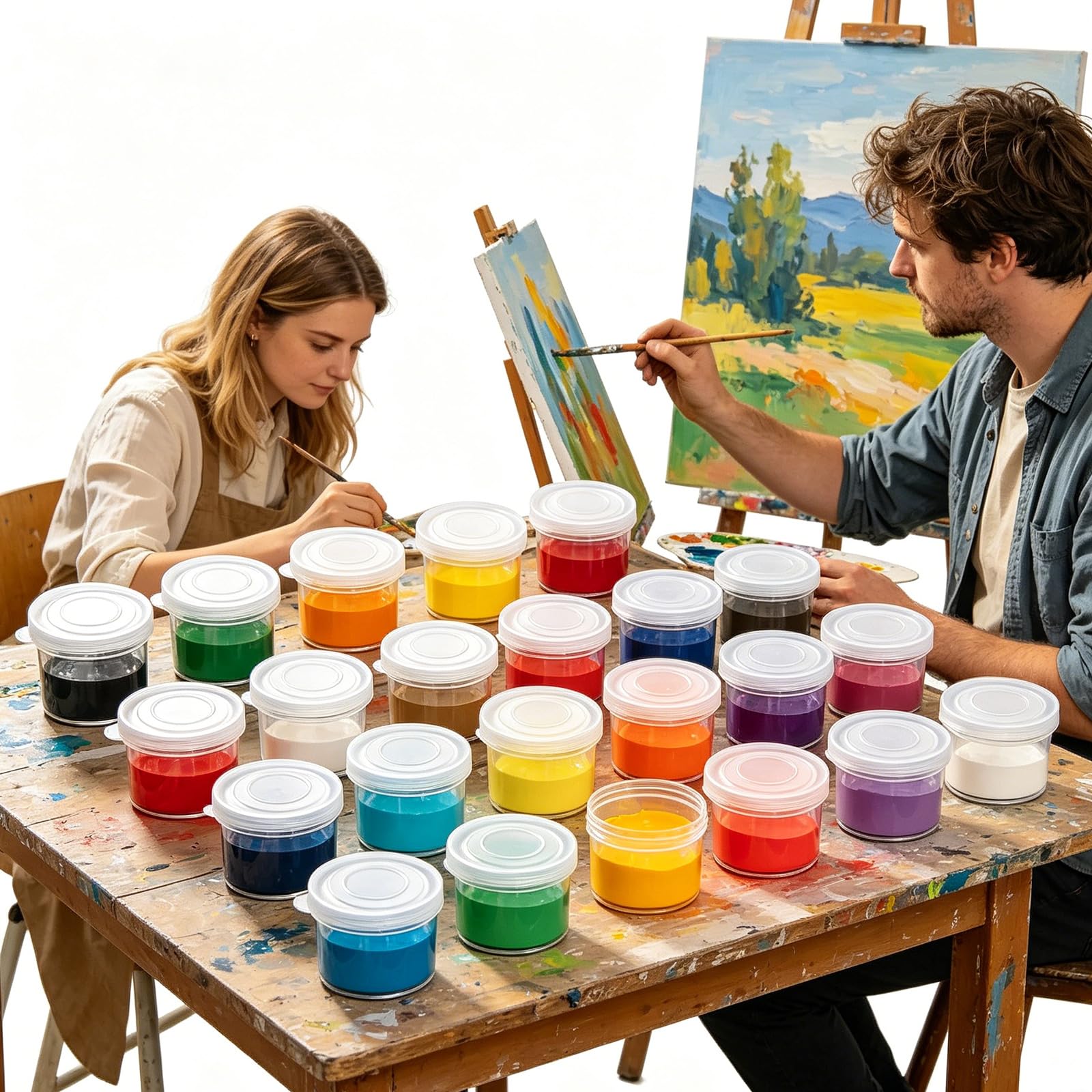 25/50 vasos pequeños de pintura de plastómero transparente con tapas de rosca de 10 ml para almacenamiento de pintura acrílica, acuarela, pinturas al óleo, suministros de arte