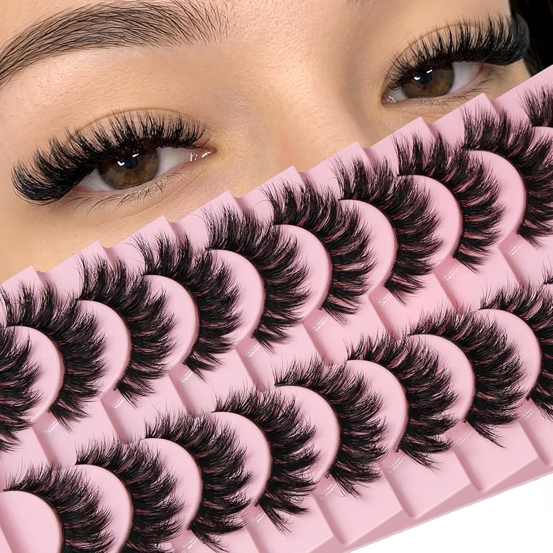 Cílios postiços em faixa QUNETY, modelo cat eye, efeito wispy, comprimento médio, 1 unidade