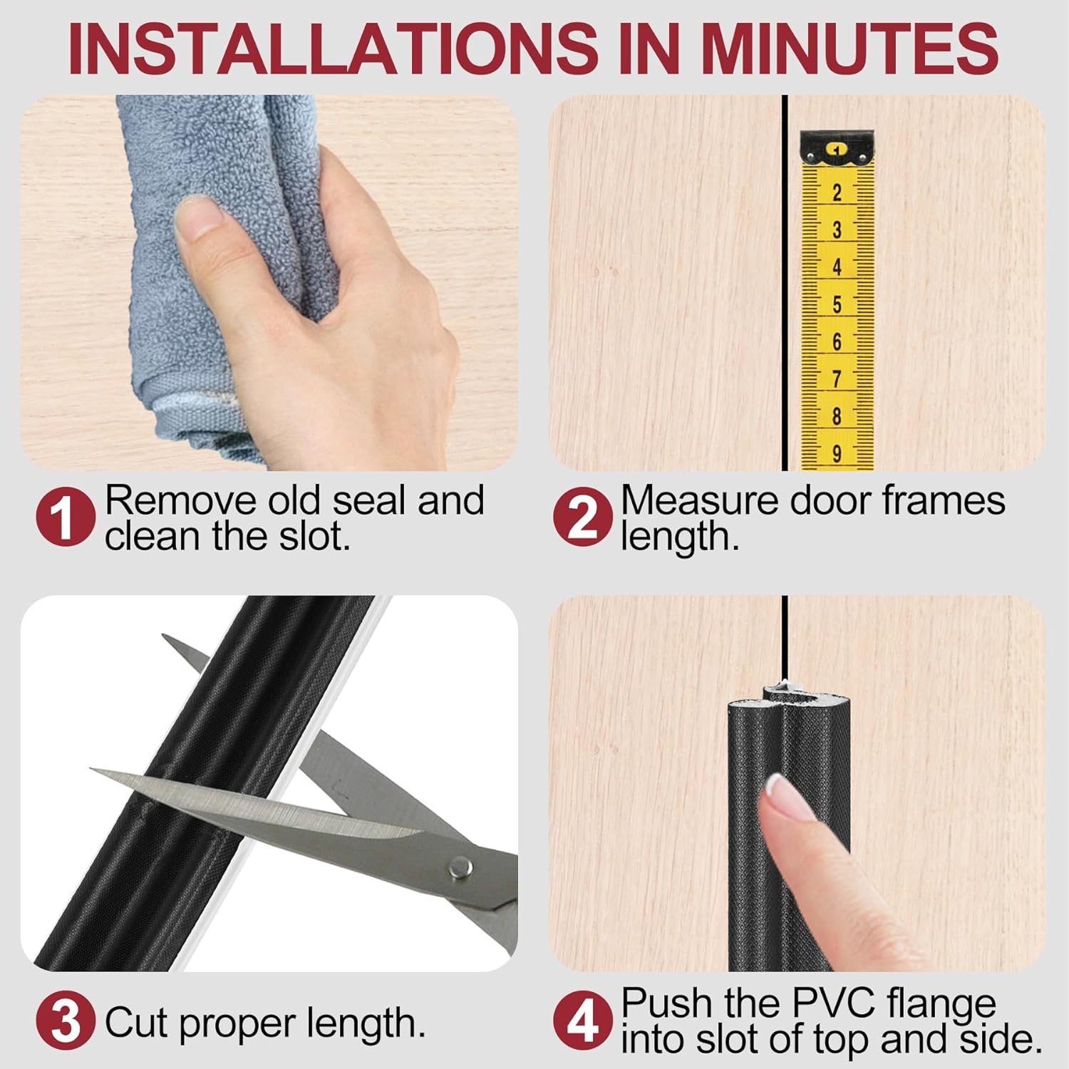 Kerf Door Weather Stripping 26 Ft V-Shaped Door Seal Strip for Large Gap Door Frame Front Door Extra Thick Sealers Replacement Exterior Entry Door Jamb Gasket Easy Installation Cut to Size - Black