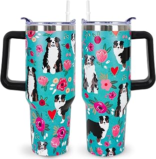 Australian Shepherd Gifts for Women Cute Dog Tumbler Coffee Cup for Women Australian Shepherd Travel Mug 40 OZ Stainless Steel Insulated Water Bottle With Lid and Straw