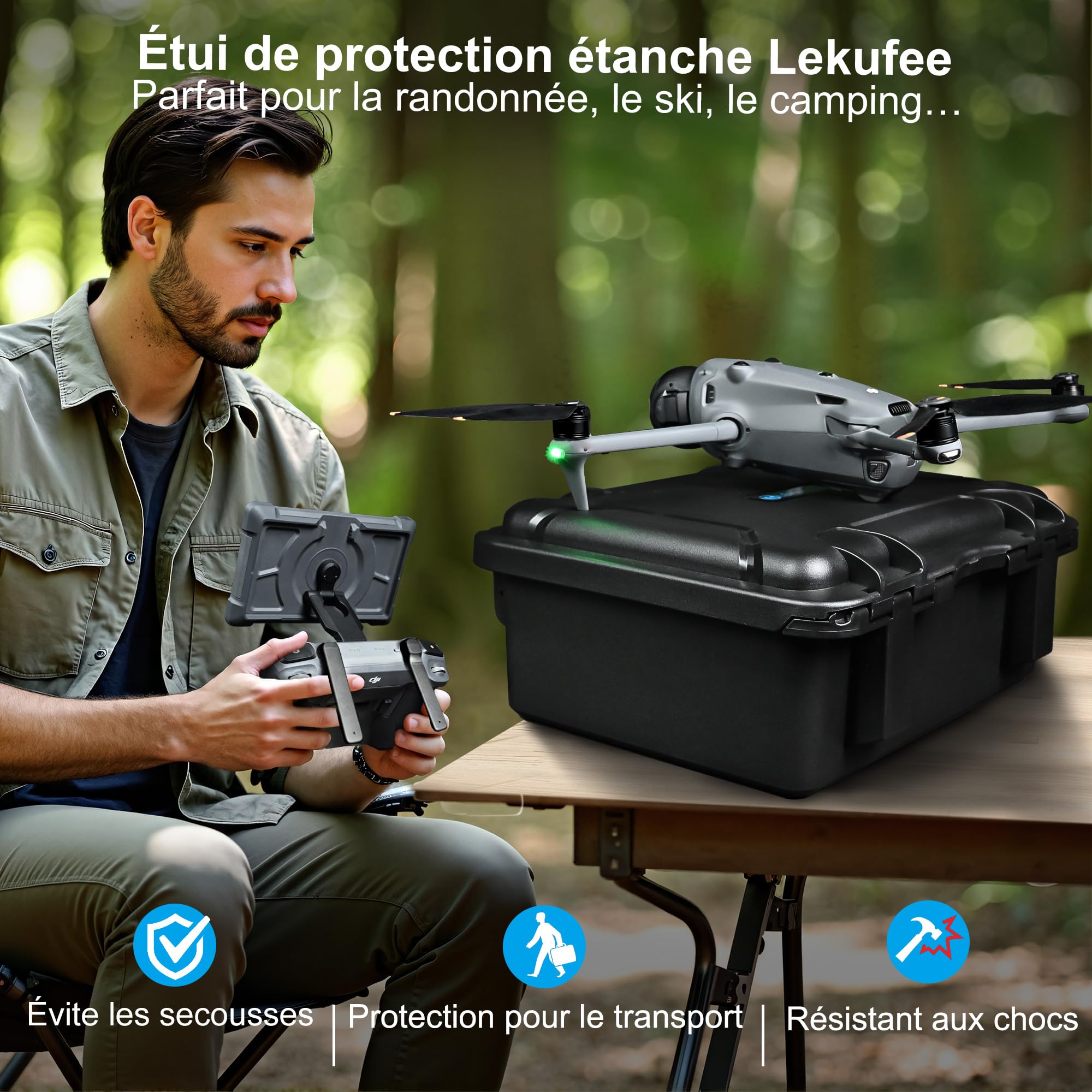 Lekufee Étui de transport rigide étanche pour drone DJI Mavic 4 Pro, Creator Combo, Fly More Combo, DJI RC Pro 2/RC 2, batterie (7 pièces), concentrateur de charge et autres accessoires (étui