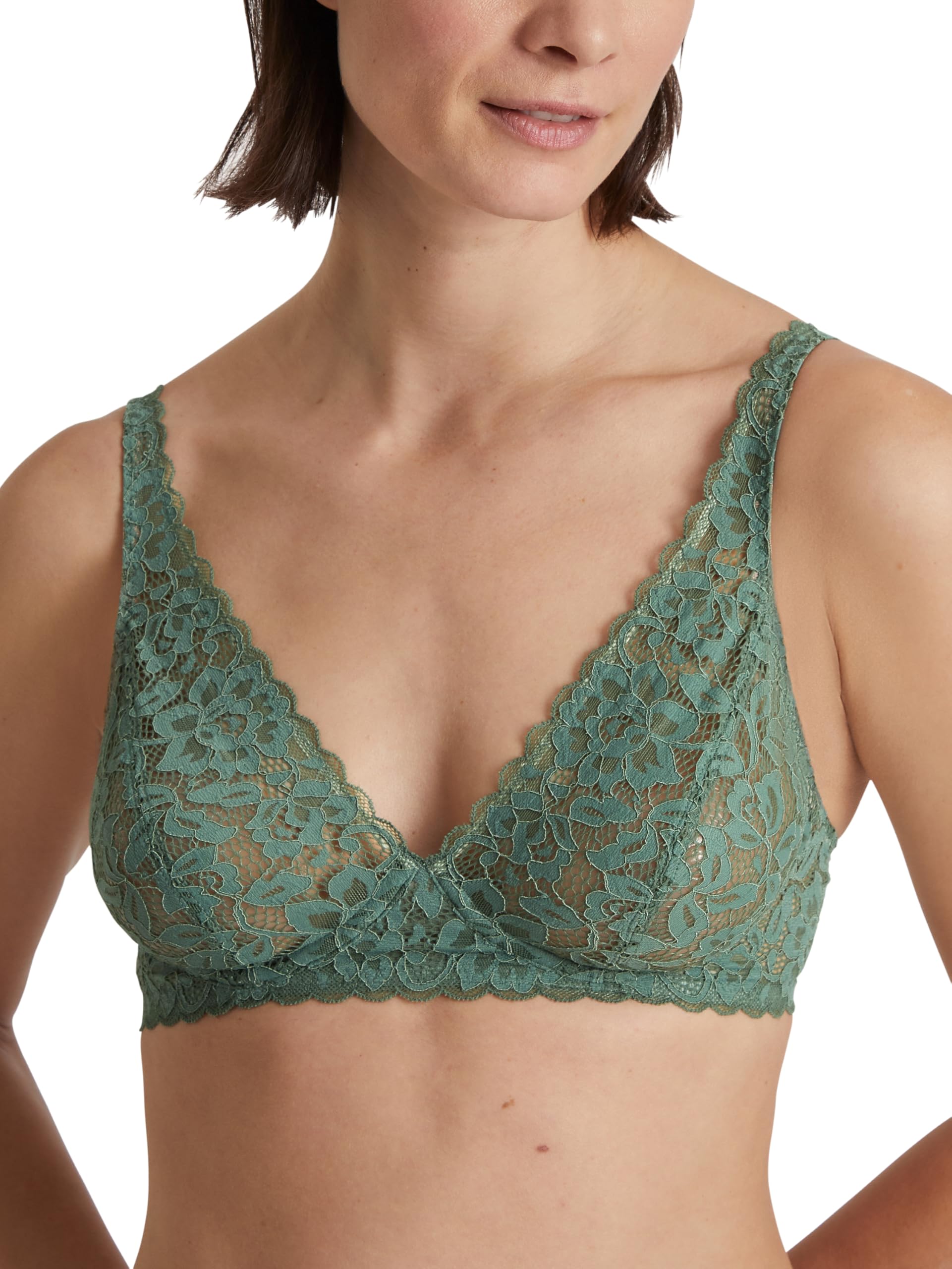 CALIDA Women's Natural Comfortable Lace Bra, Semi-Transparent, Laurel Green, 34A