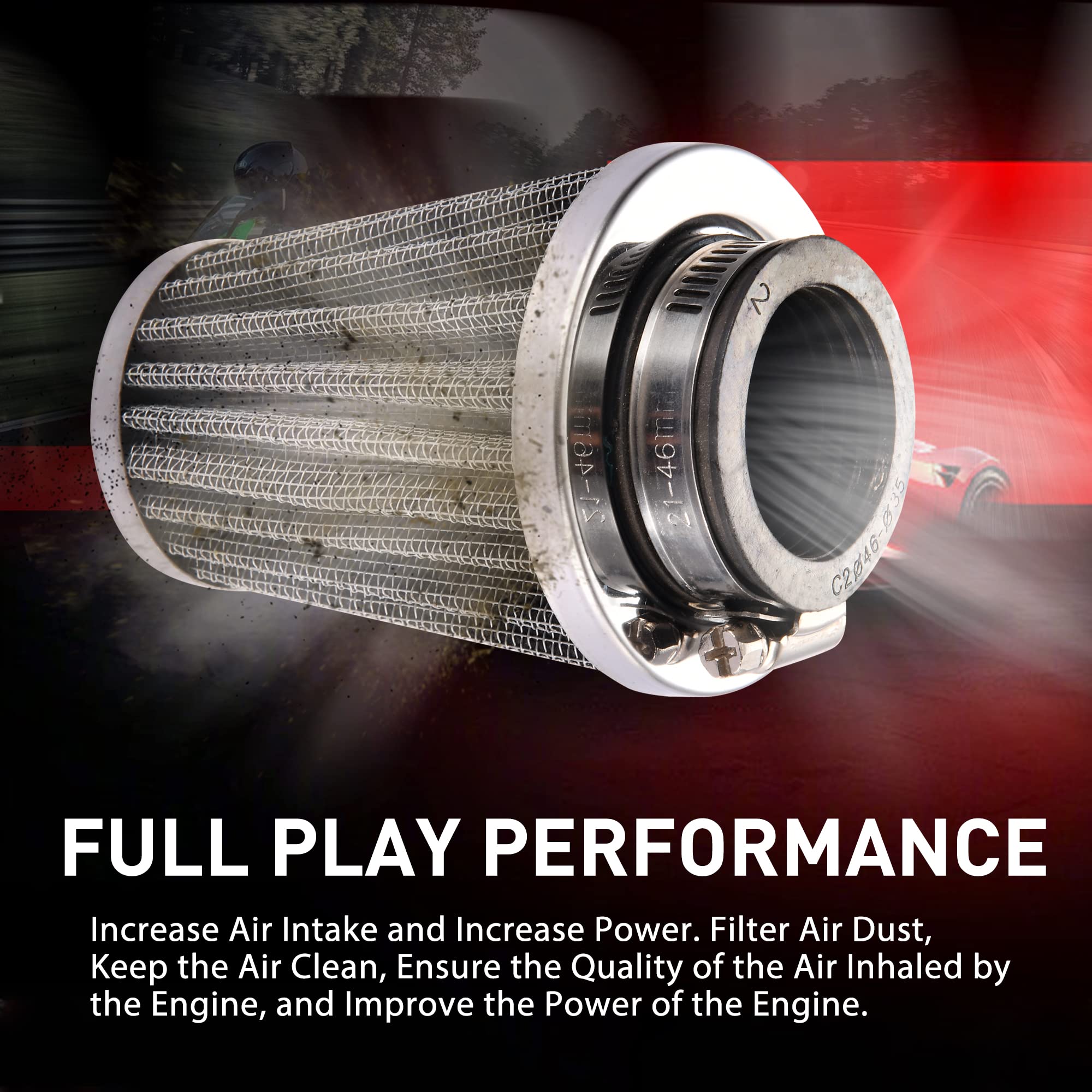 Filtre à Air Réglable 46-58 Mm Pour Moto, Quad, Scooter 50cc à 150cc - Lavable, Haute Filtration, Facile à Installer - 7