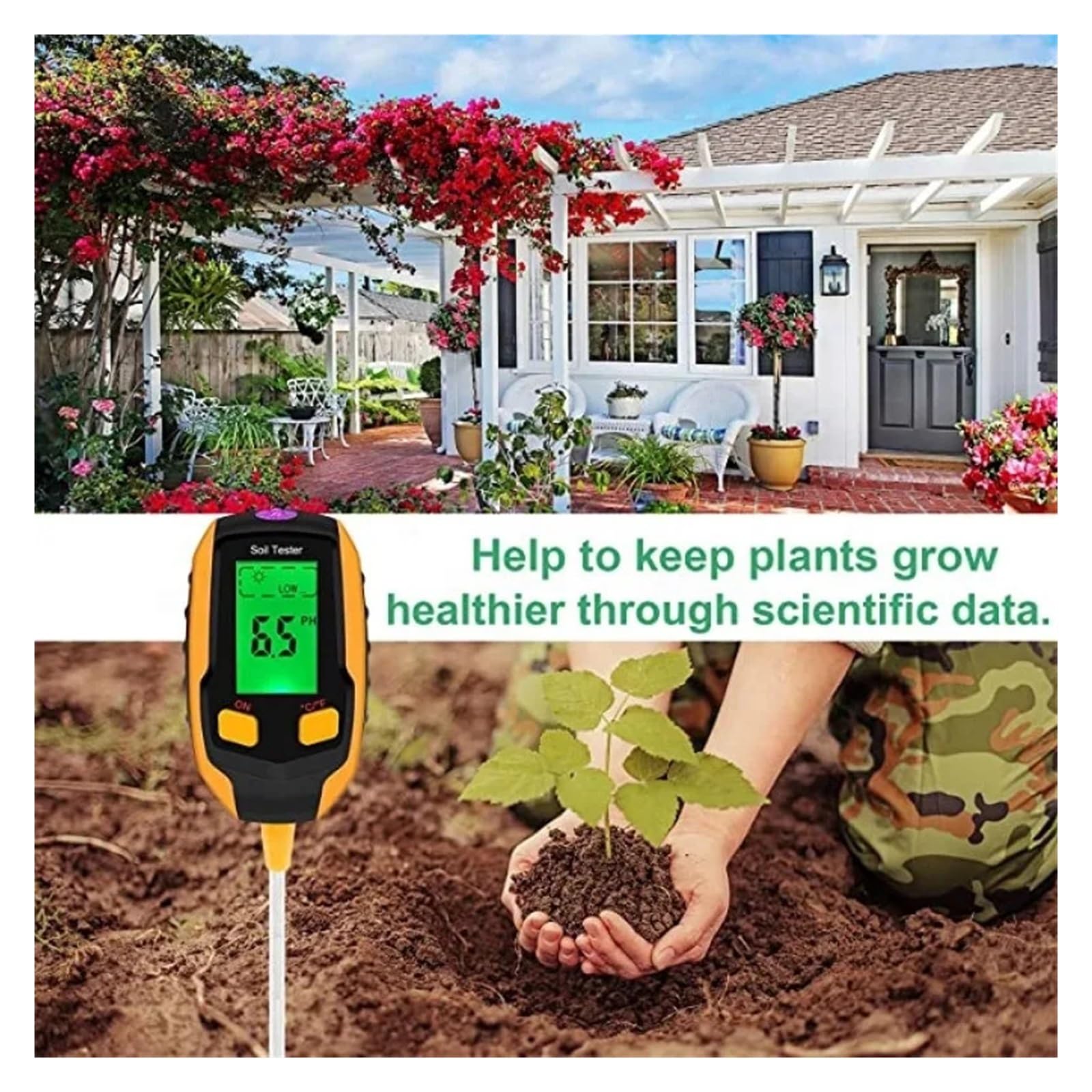 Medidor de humedad del suelo Medidor Digital De Humedad Del Suelo 4 En 1/5 En 1, Temperatura De La Planta, Medidor De PH Y Humedad Del Suelo, Intensidad De La Luz Solar, Humedad Ambiental Fiable y Pre