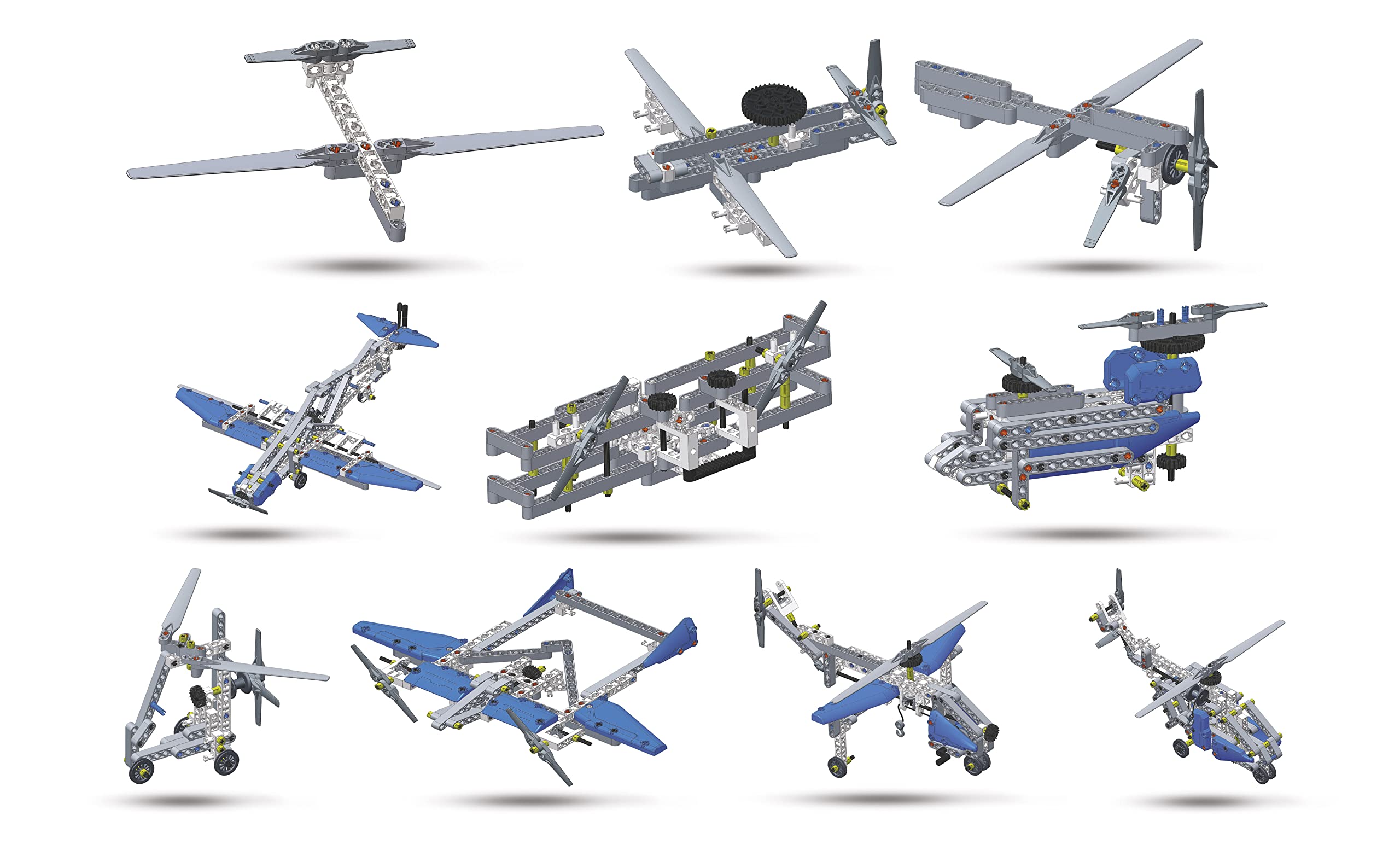 Clementoni - 52225 - Science et Jeu - Mon Atelier de Mécanique - Avions et Hélicoptères - Jeu de Construction et Création pour Enfants - Dès 8 Ans et Plus - 10 Modèles Réalisables