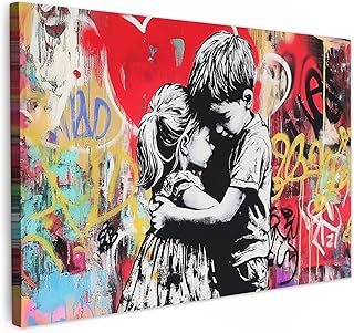 MuchoWow© Bilder Groß 120x80 cm XXL Wohnzimmer Deko Modern Wandbild Kunstdruck auf Leinwand Bild Schlafzimmer über Bett Room Decor Geschenke Graffiti - Schwarz und Weiß - Straßenkunst