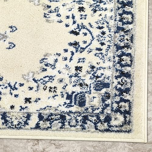 Vista 72 de Antep Rugs - Alfombra oriental de 5 x 7 con medallón tradicional para interior Siesta (beige crema, 5 pies 3 pulgadas x 7 pies)