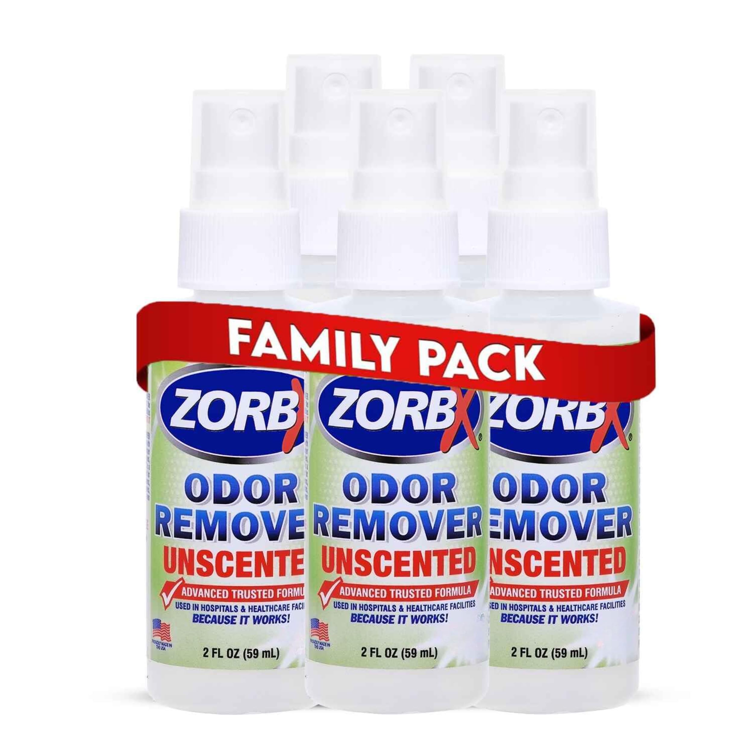 Unscented Odor Eliminator for Strong Odor 2 Fl Oz Pack of 5 - Used in Hospitals & Healthcare Facilities - Advanced Formula, Fast-Acting Odor Remover Spray for Dog, Cat, House & Carpet